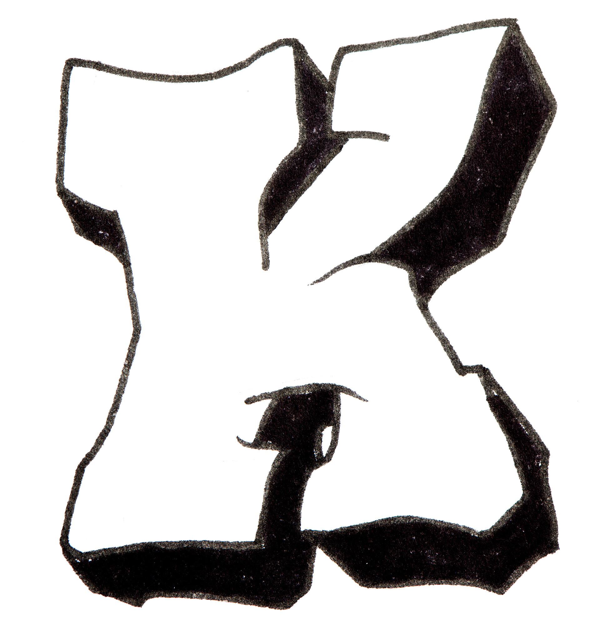 letter k, alphabet in graffiti style