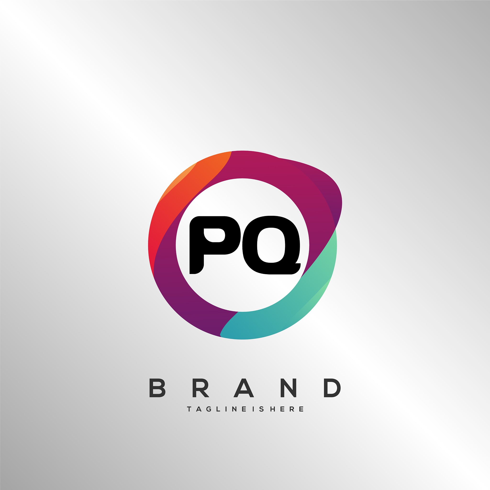letter pq gradient color logo design