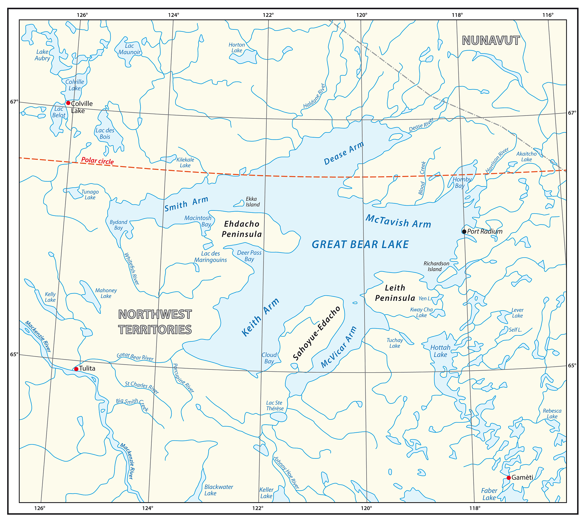 detailed map of the great bear lake northwest territories canada