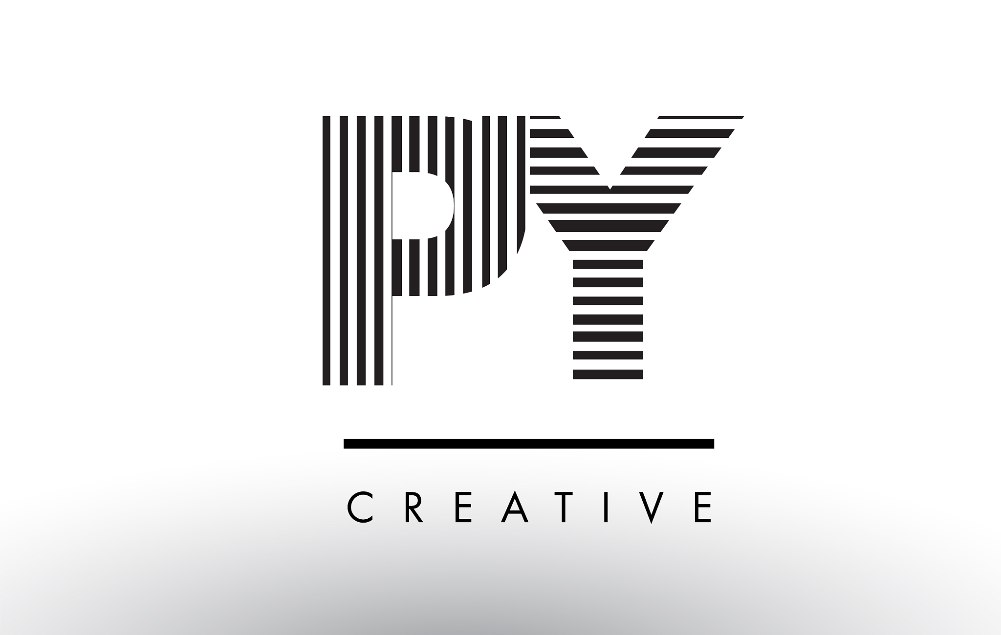 py p y black and white lines letter logo design