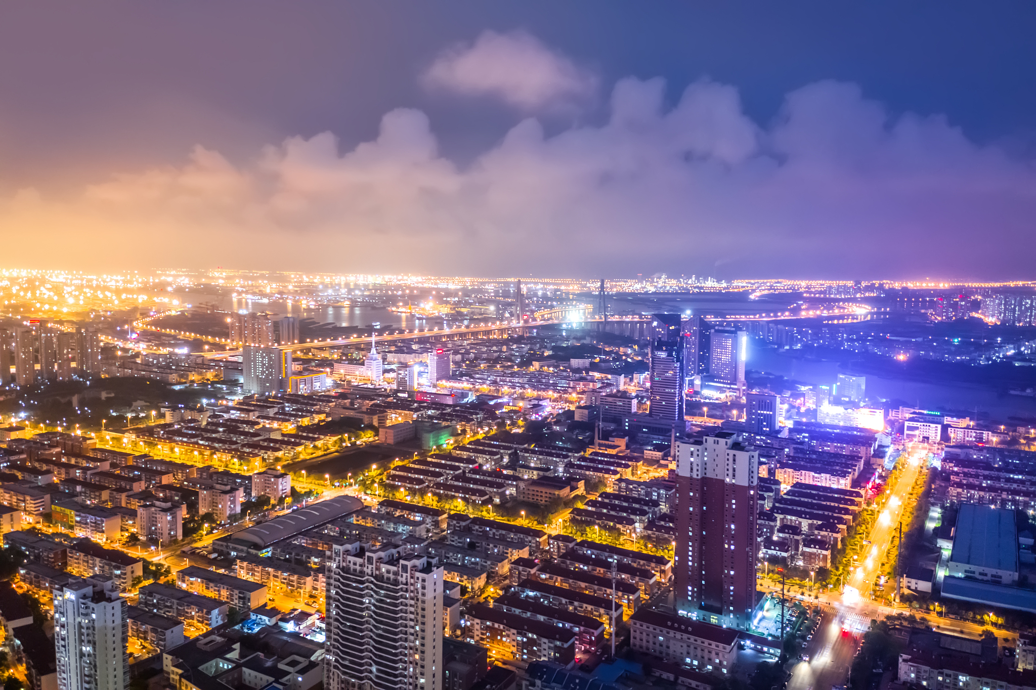 城市夜景航拍城市风光