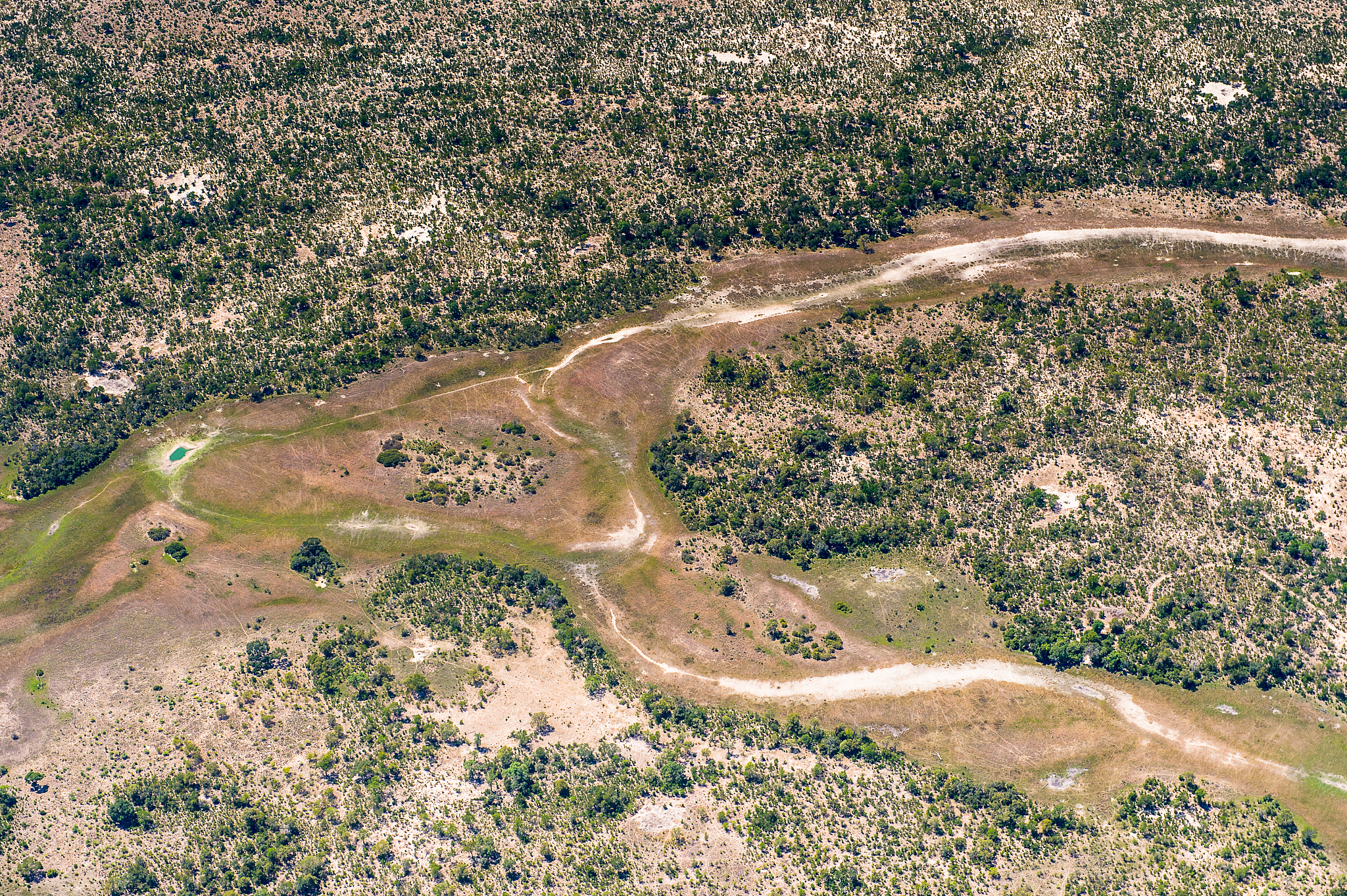 aerial view of okavango delta (okavango grassland), one of the  