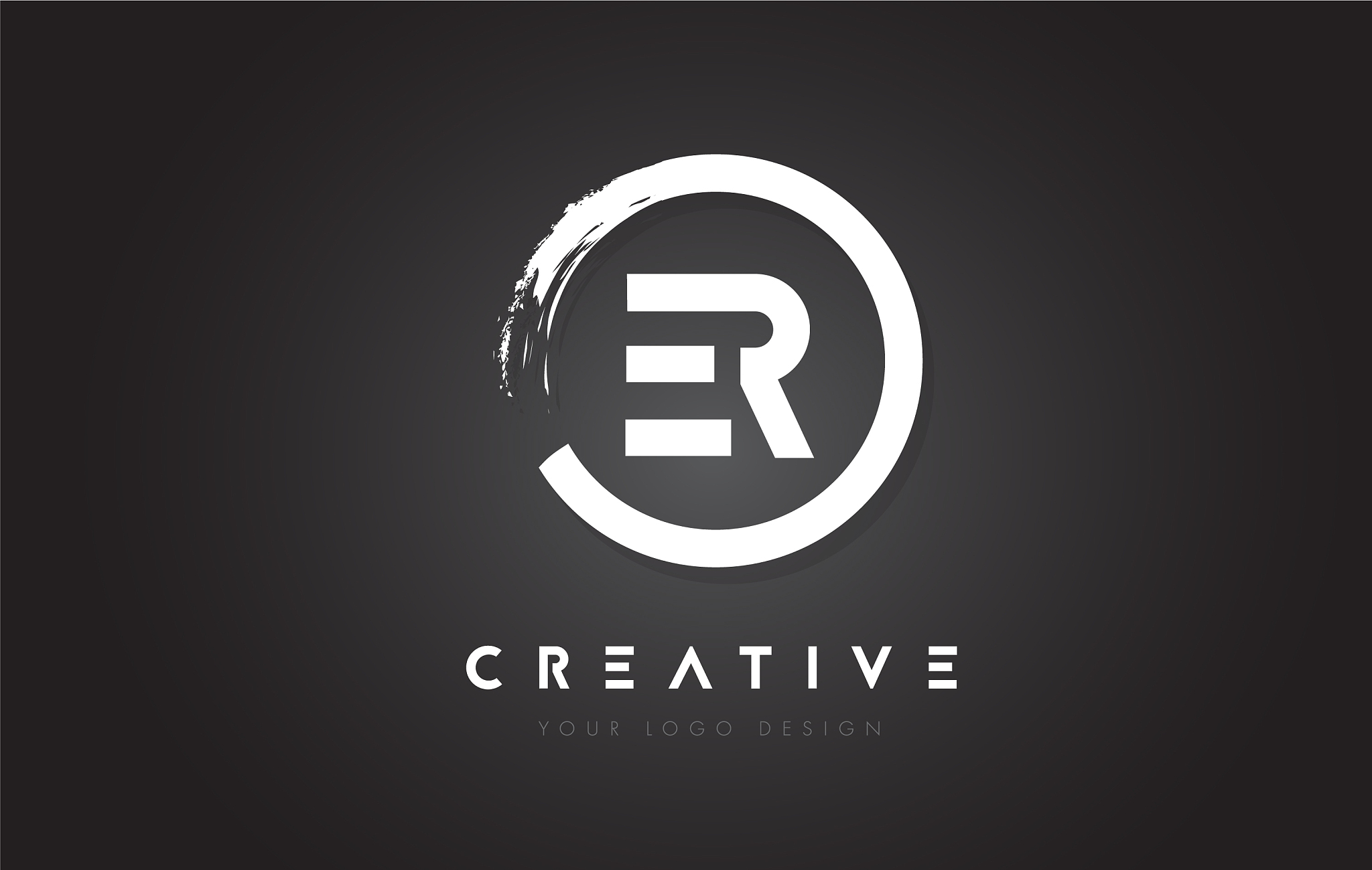 er circular letter logo with circle brush design