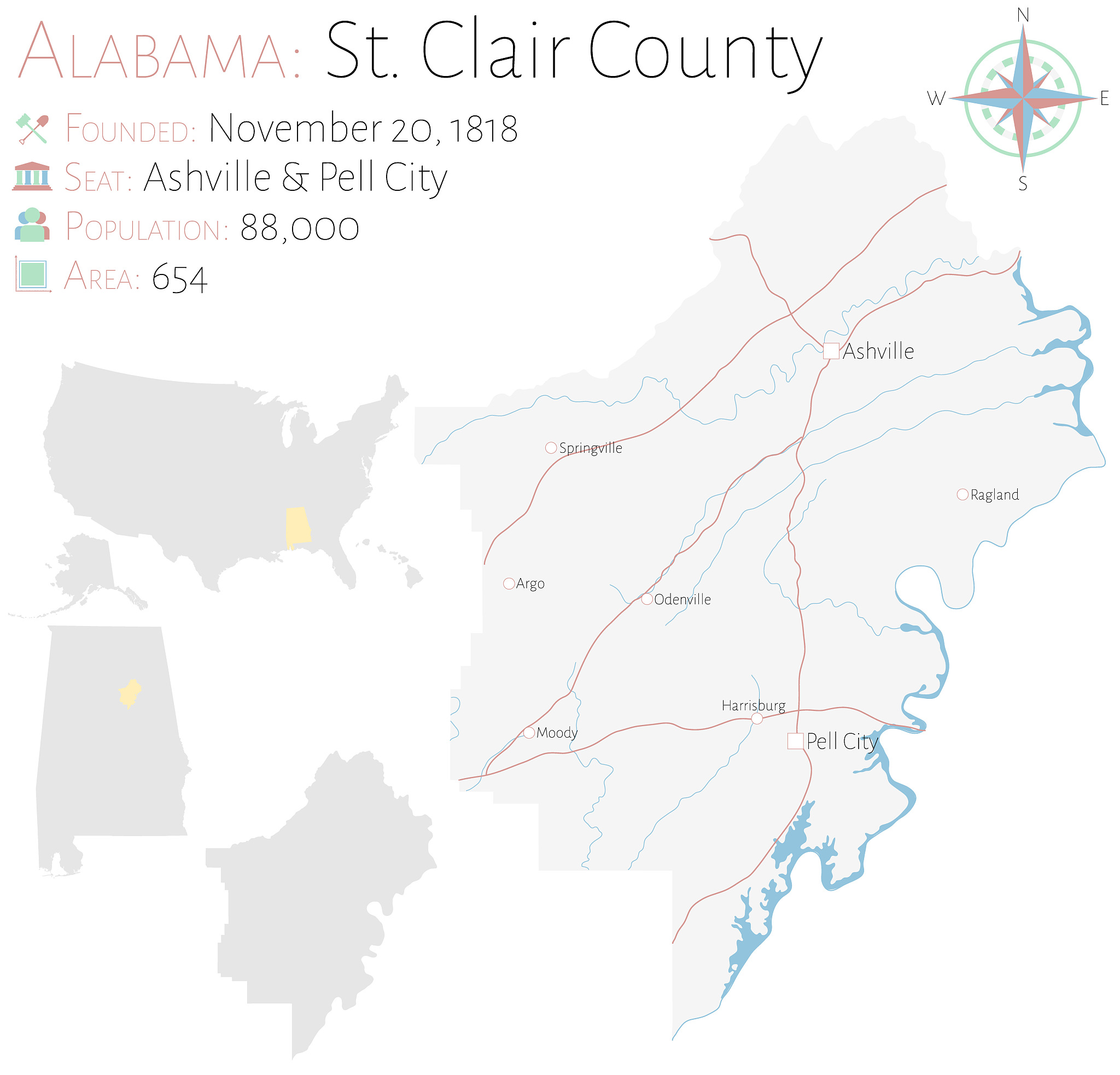 map of saint clair county in alabama