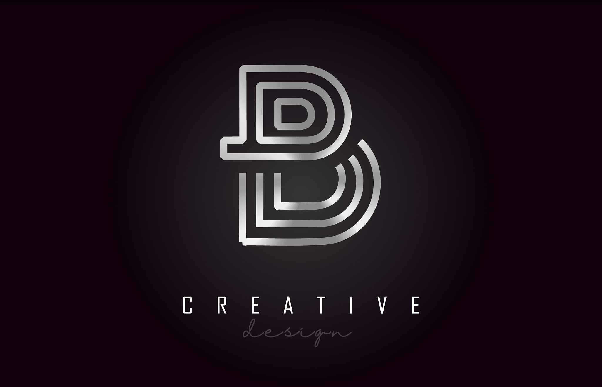 b silver letter logo monogram design creative b