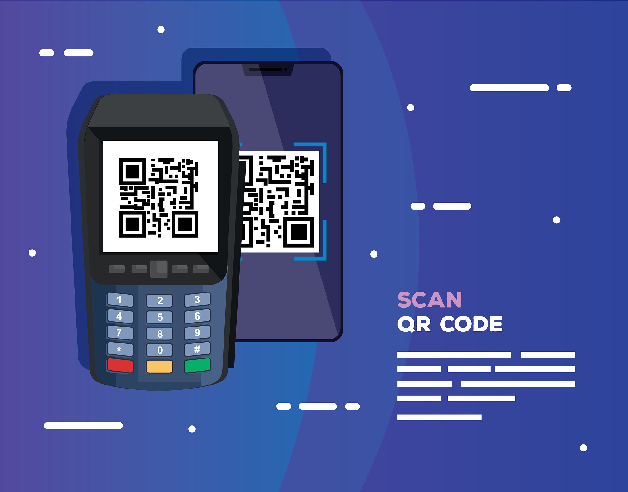 scan code qr with dataphone and smartphone