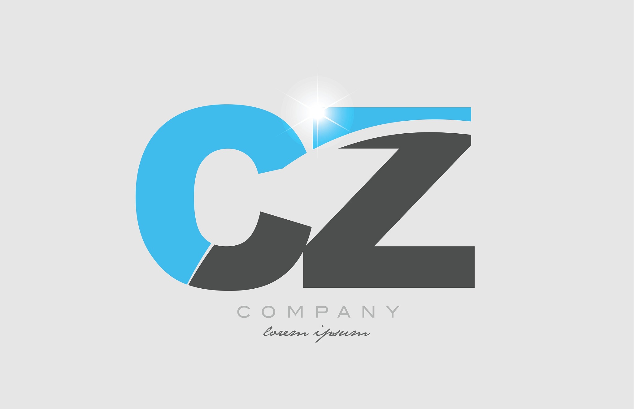 combination letter cz c z in grey blue color alphabet for logo i