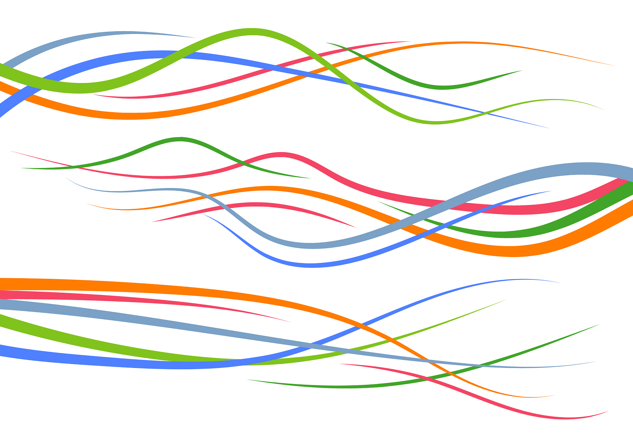 set of abstract color curved lines