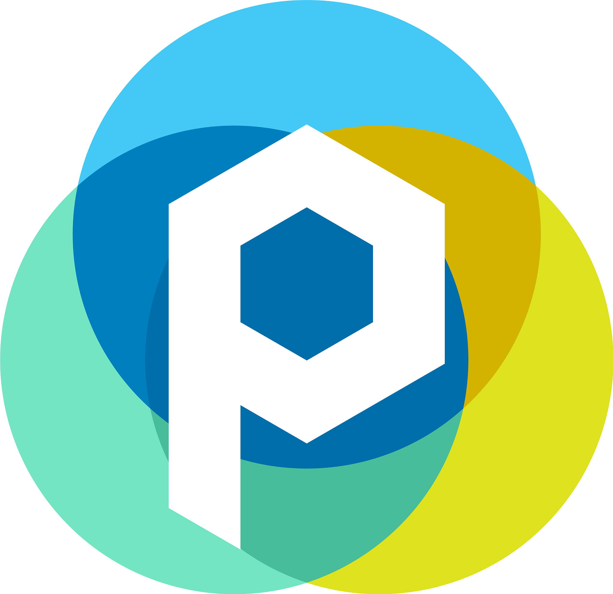 letter p logo design colorful circles overlay