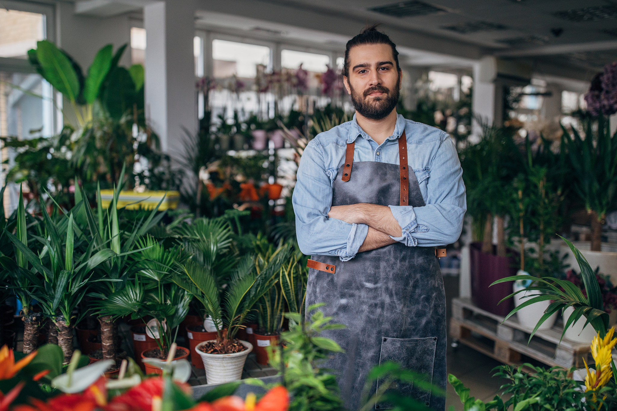 handsome florist at the flower shop