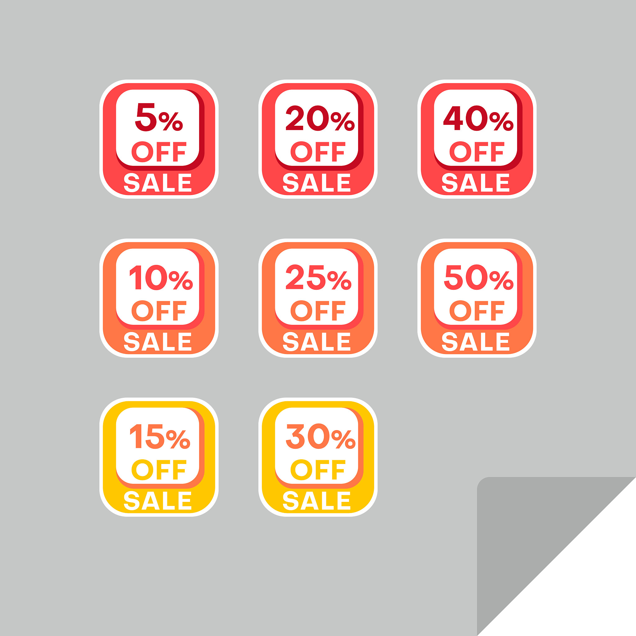 set of discount labels. timeless easy-to-read colorful design.