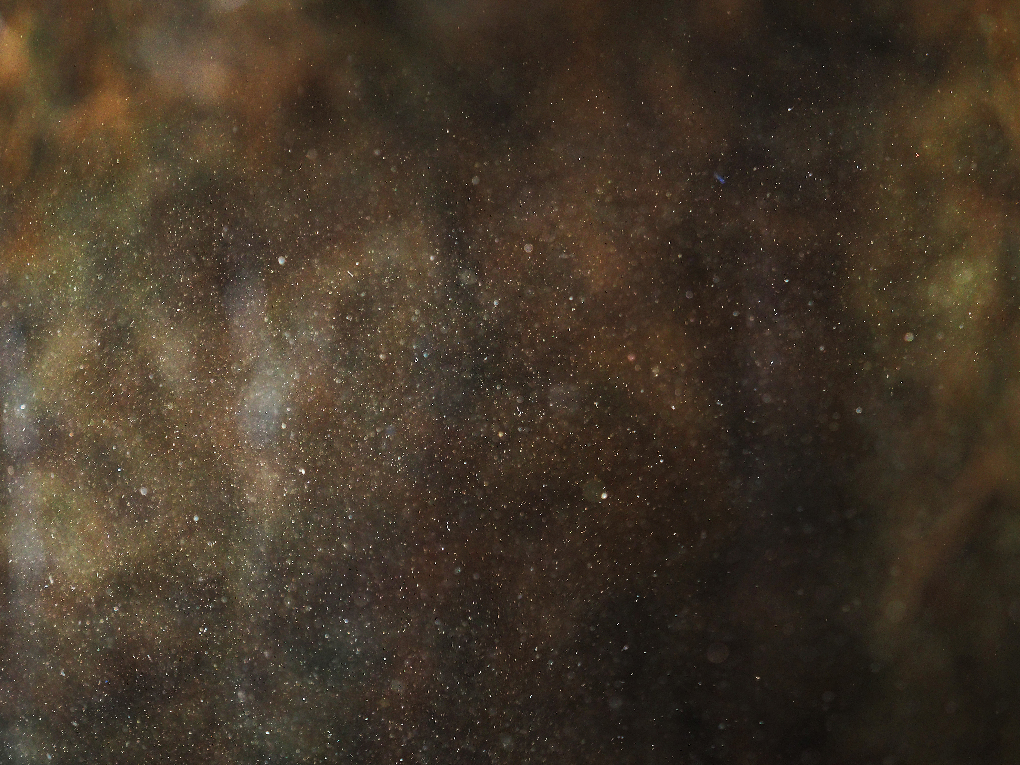 tiny dust particles in a sunlight on a dark natural background. 