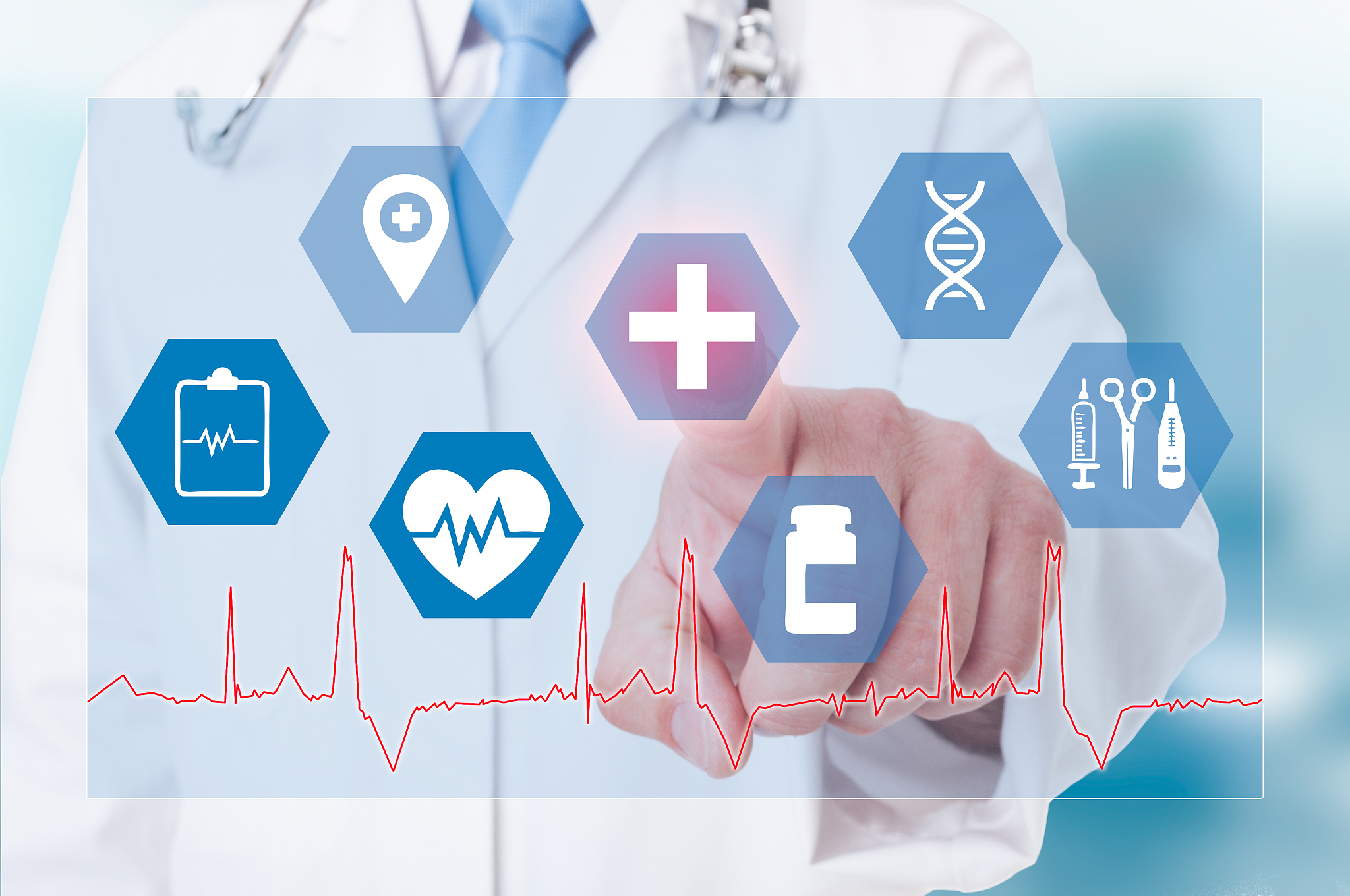 successful doctor working with modern medical and healthcare ico
