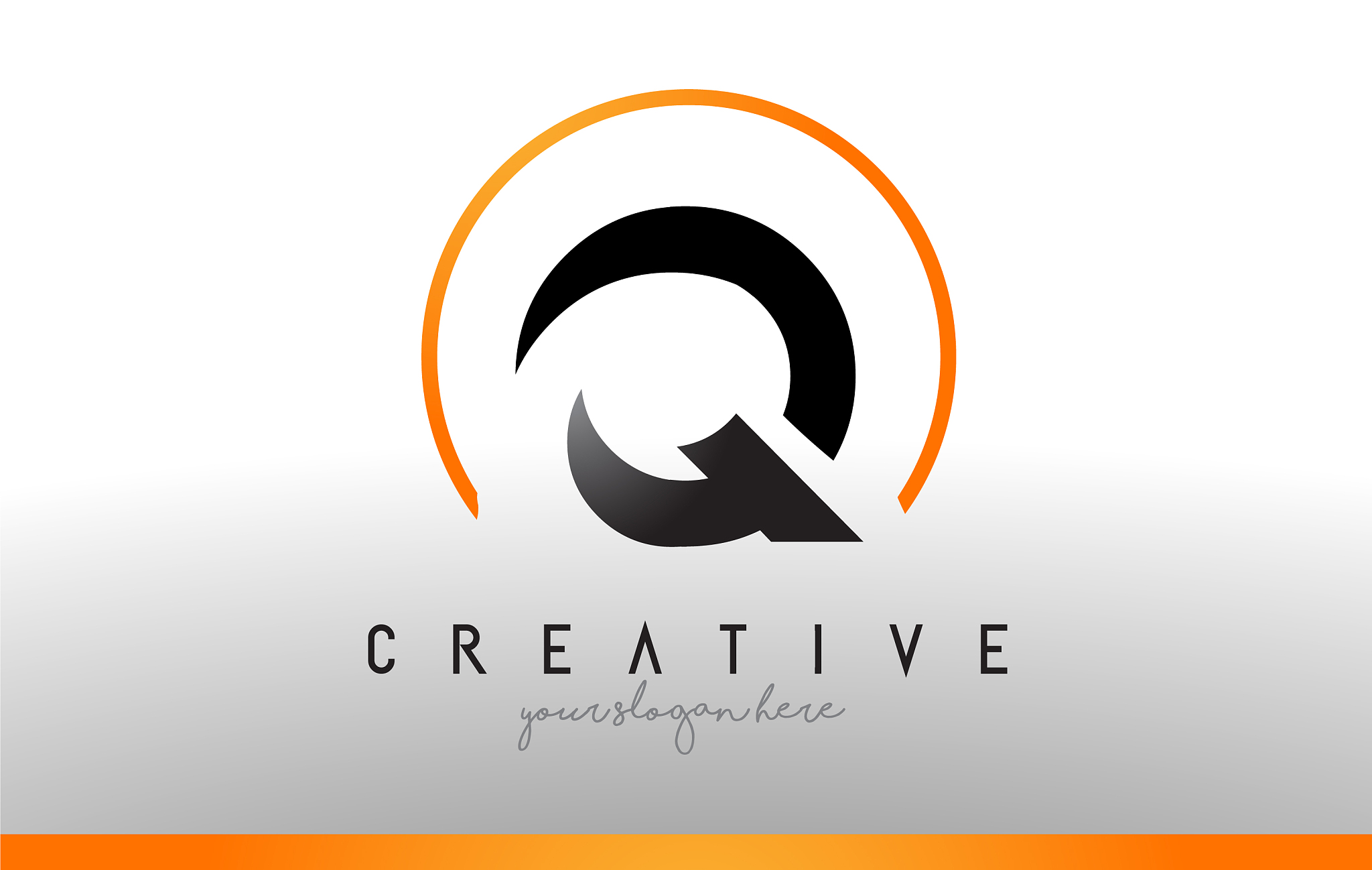q letter logo design with black orange color cool