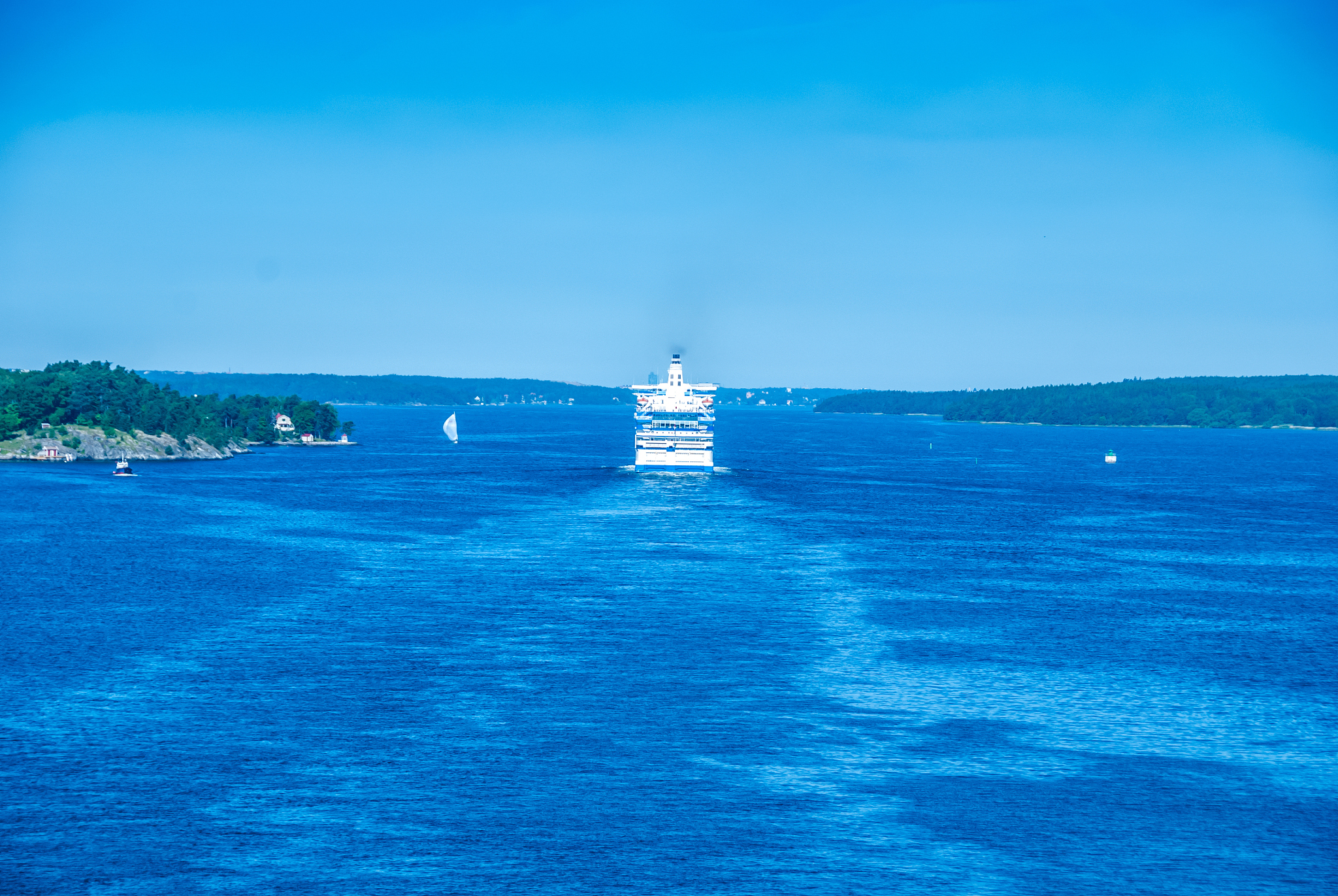 sunny morning in the strait near stockholm, sweden
