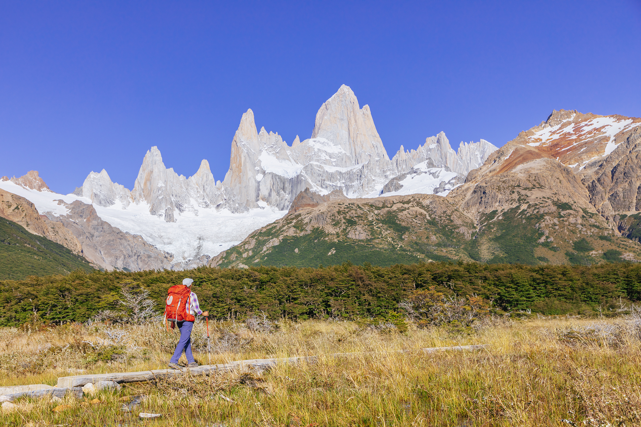 a woman hiking in los glaciares national park