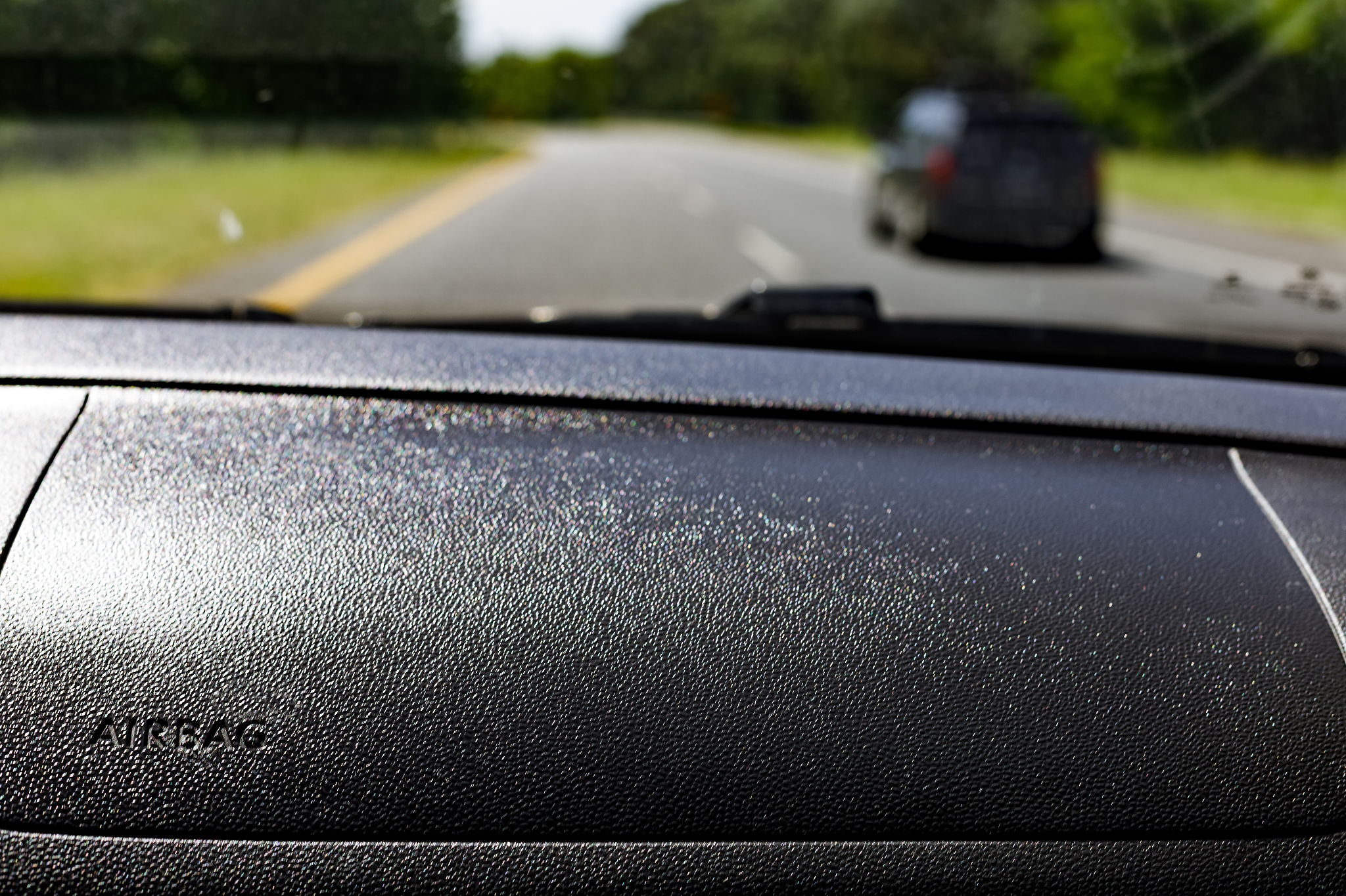 macro close-up of word airbag recorded in glove compartment of a