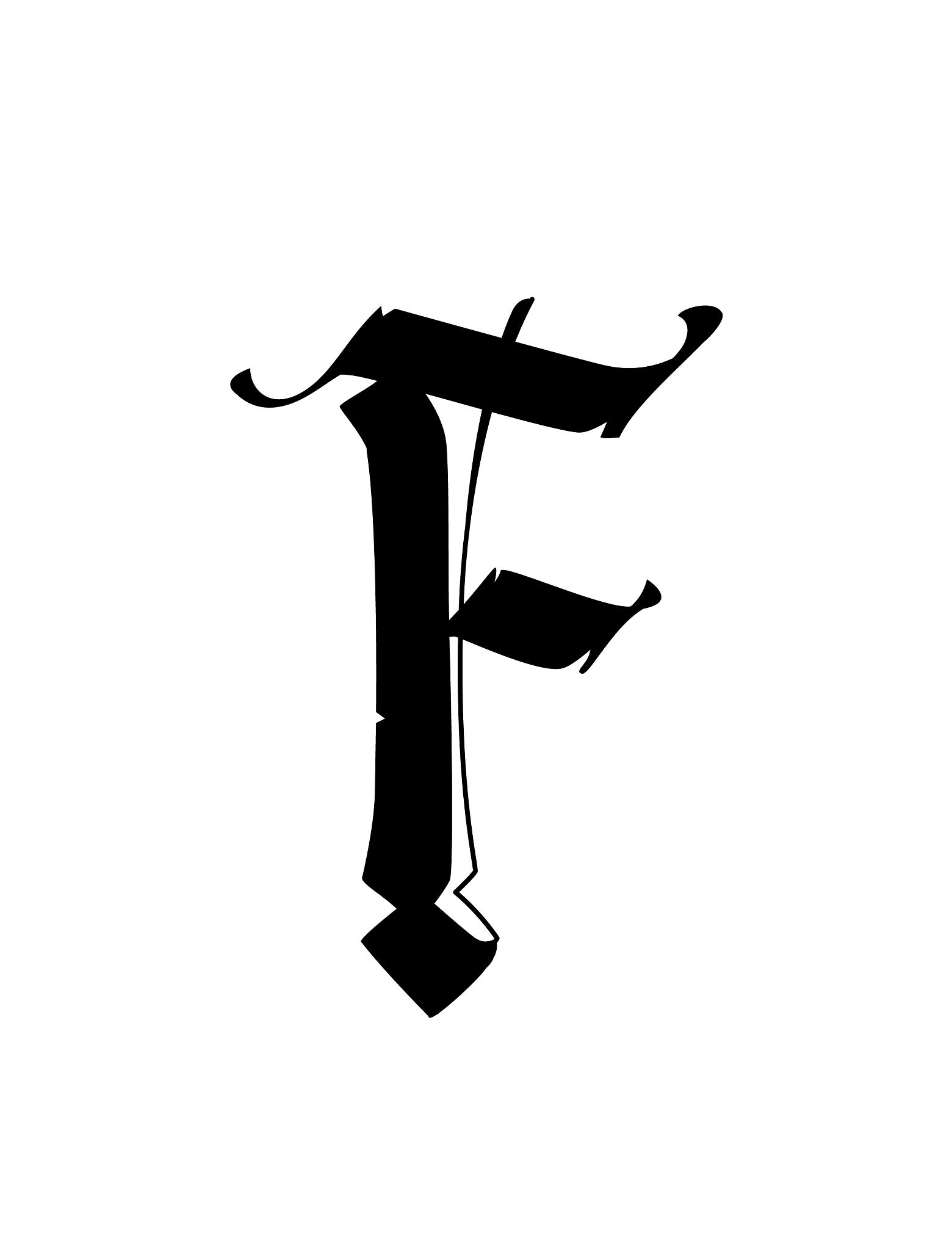 letter f in gothic style alphabet the symbol