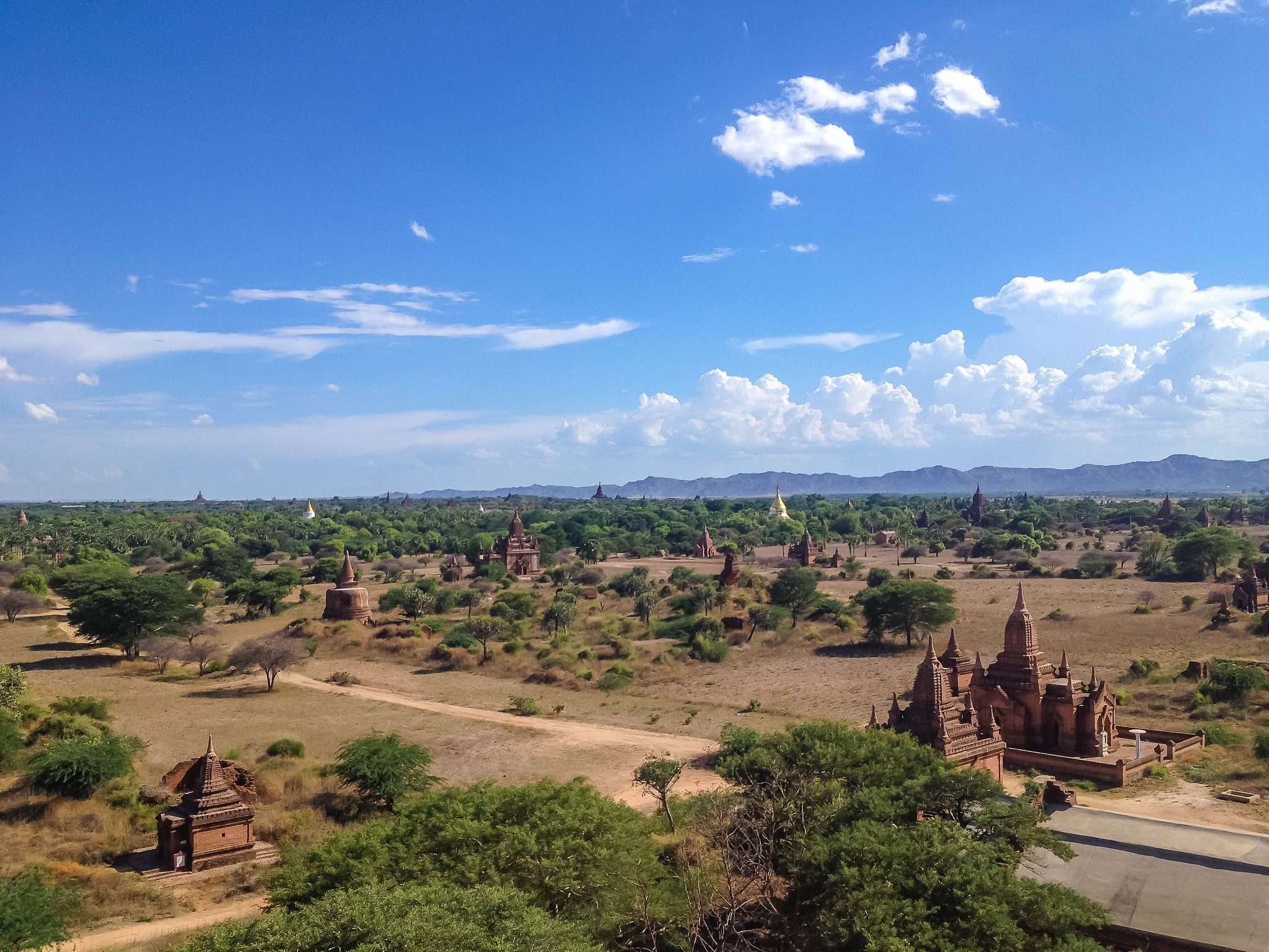 view at the valley of bagan with ancient pagoda, myanmar.
