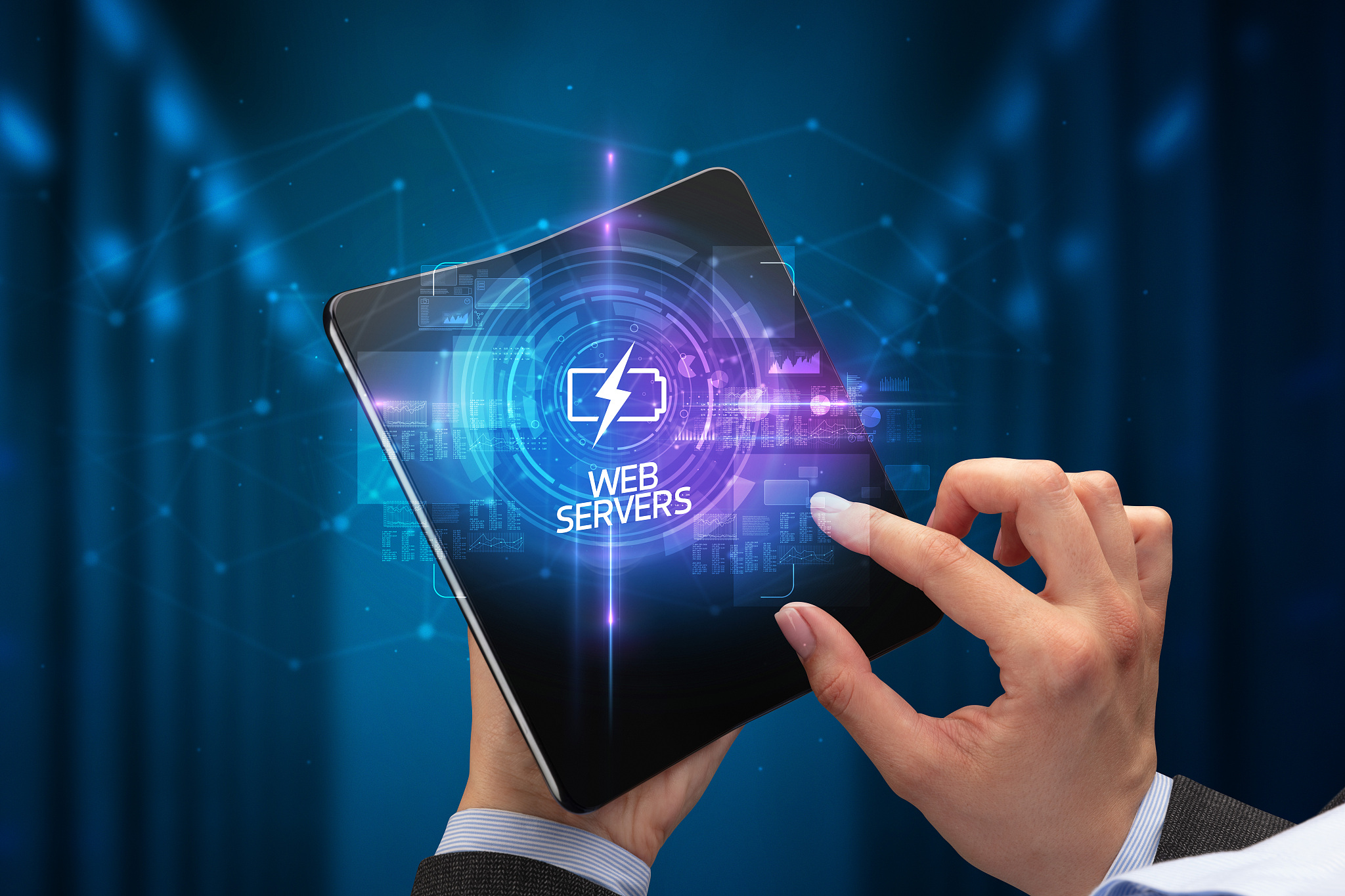businessman holding a foldable smartphone, technology concept