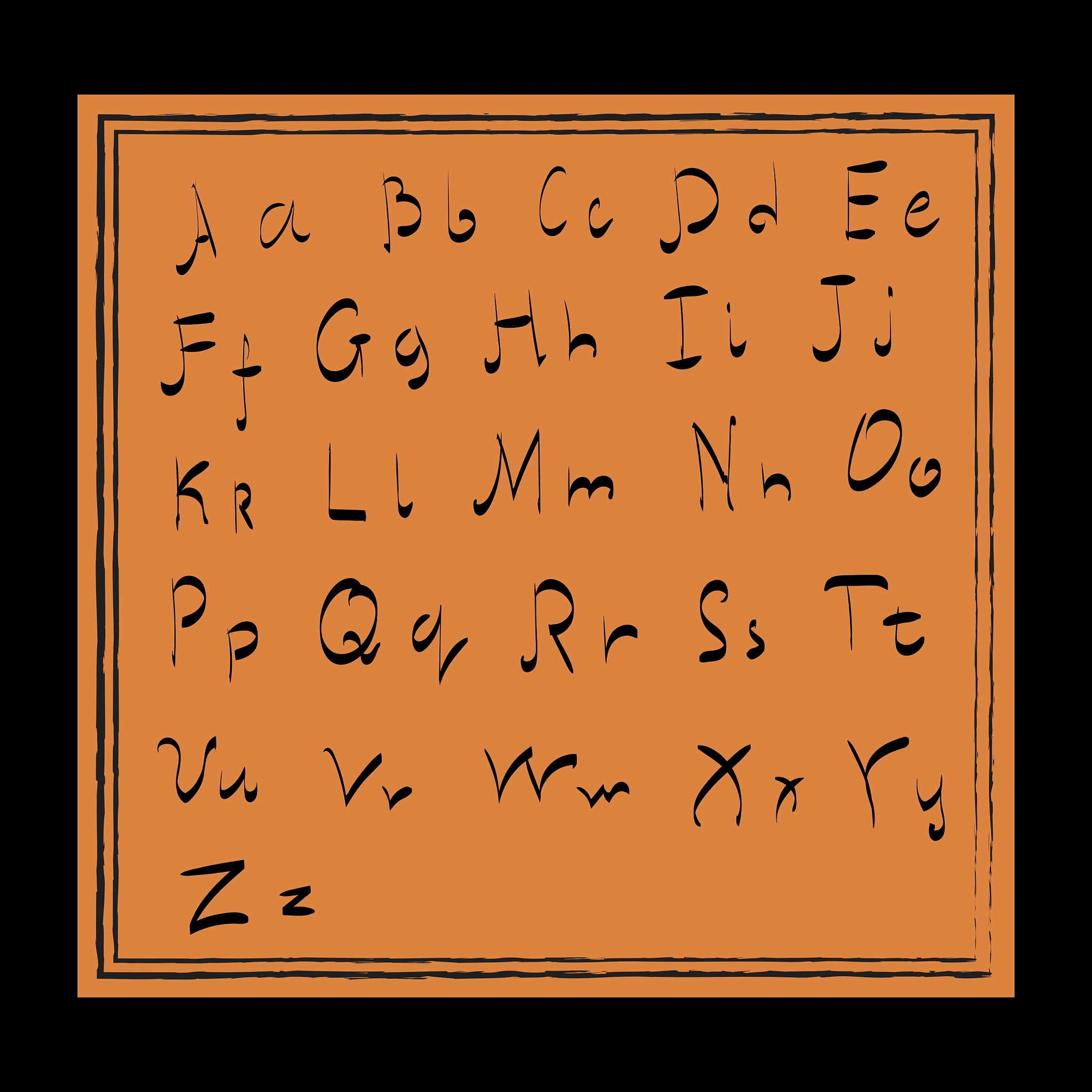 english letters on orange background