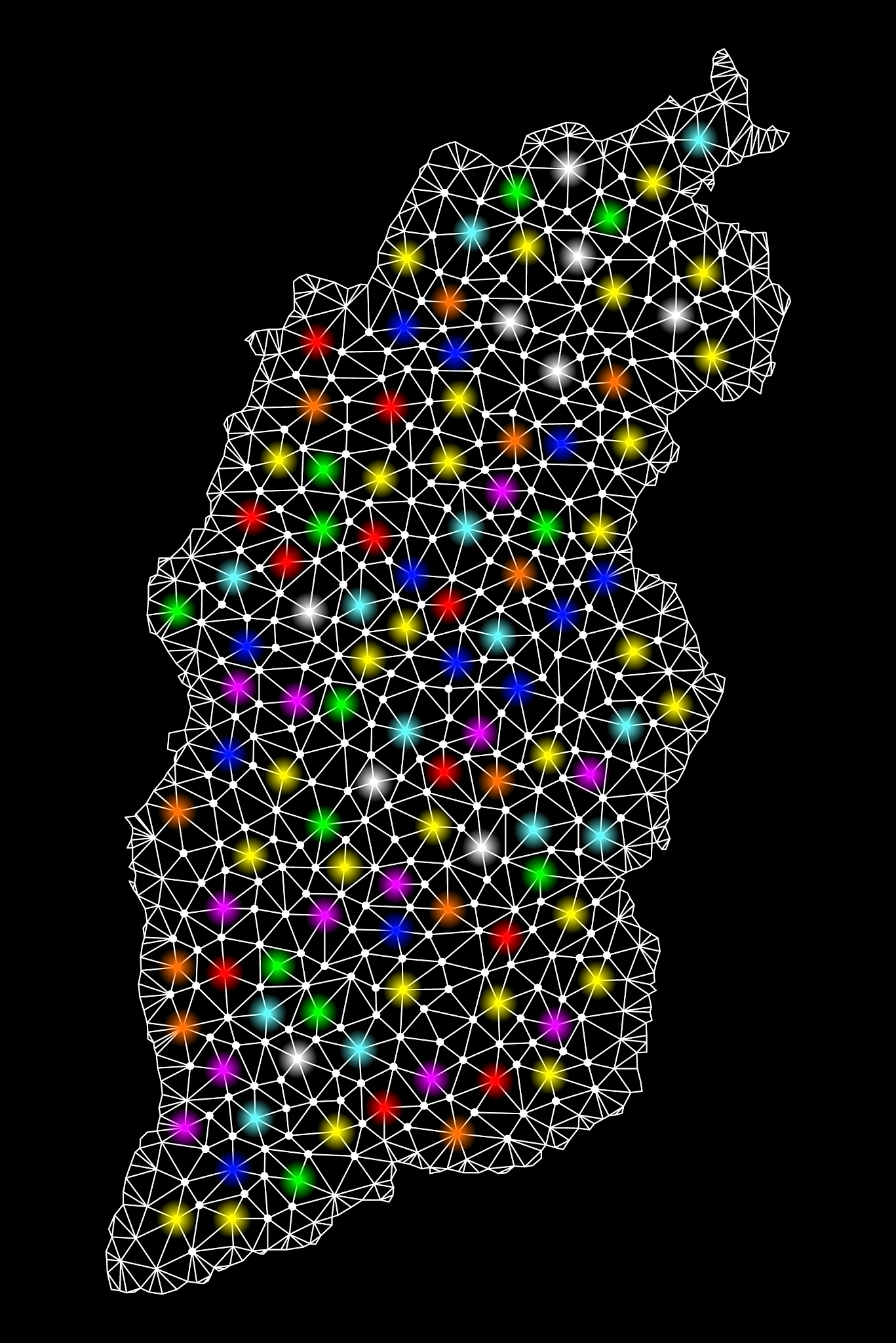 mesh network map of shanxi province with bright