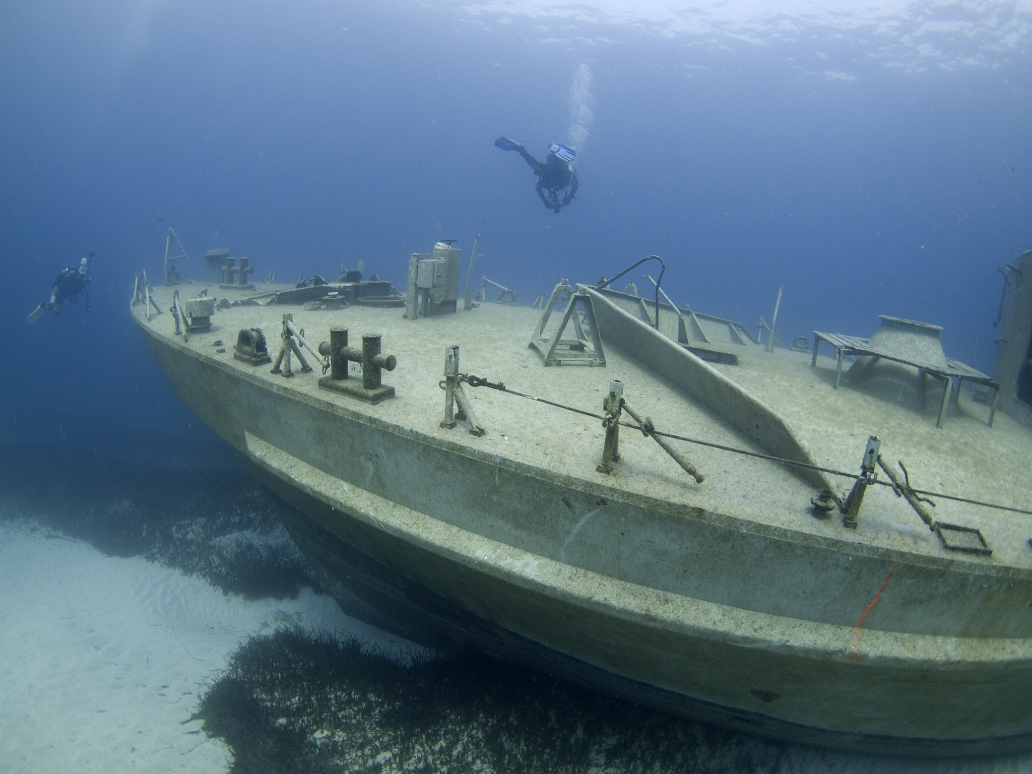 bow of a recently sunken wreck in malta
