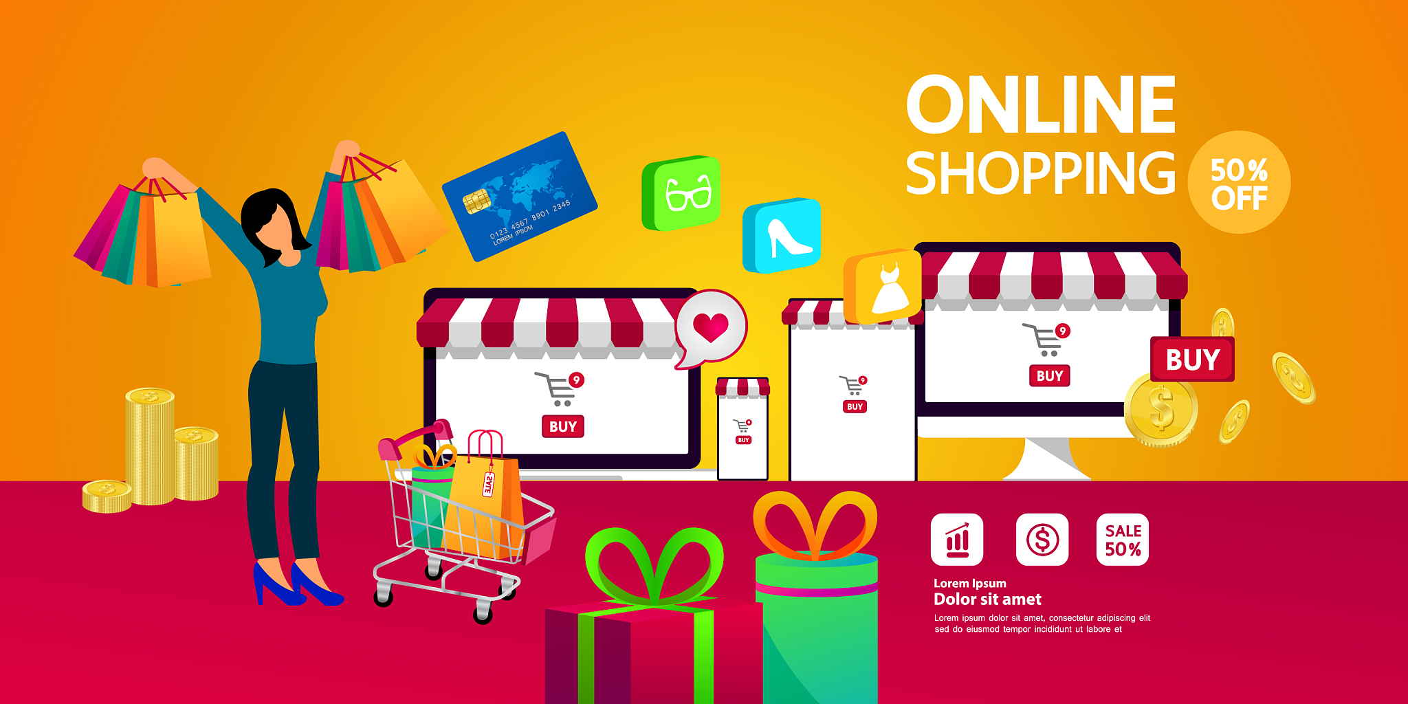shopping online on website or mobile application v