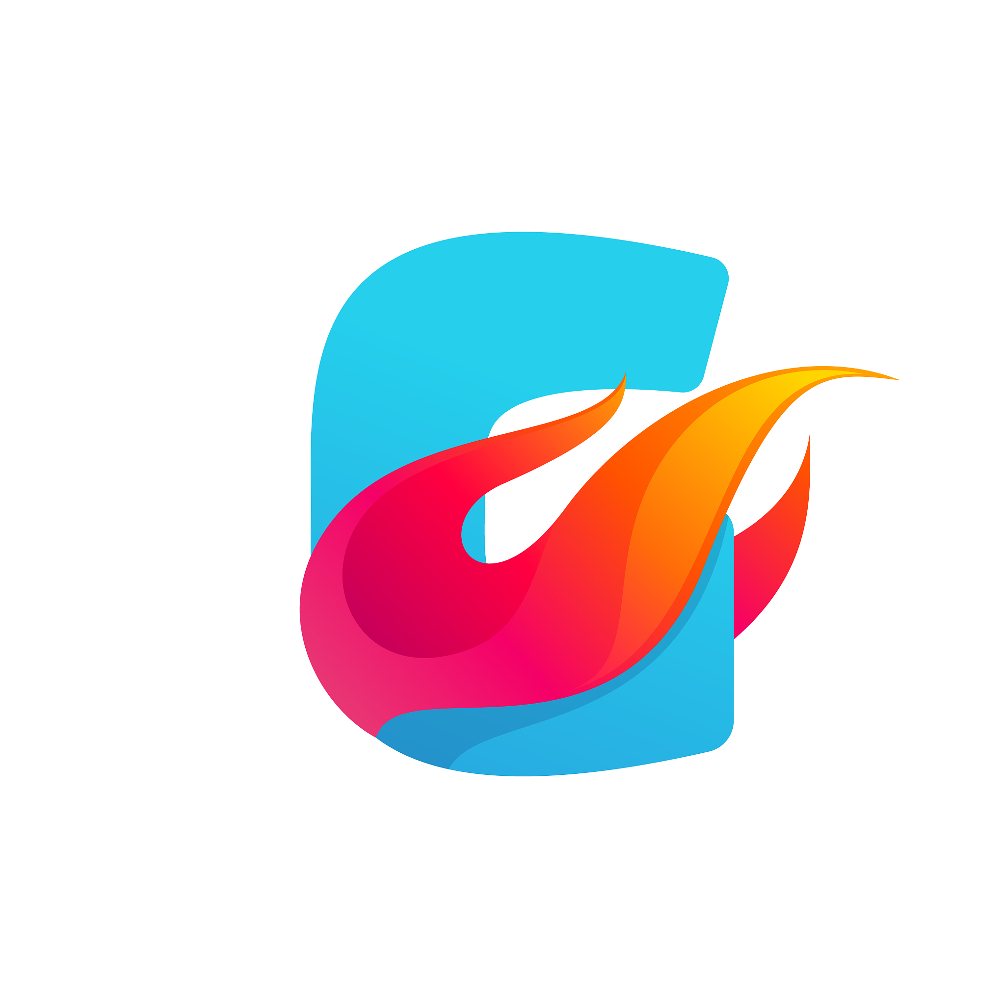letter g logo with fast speed fire