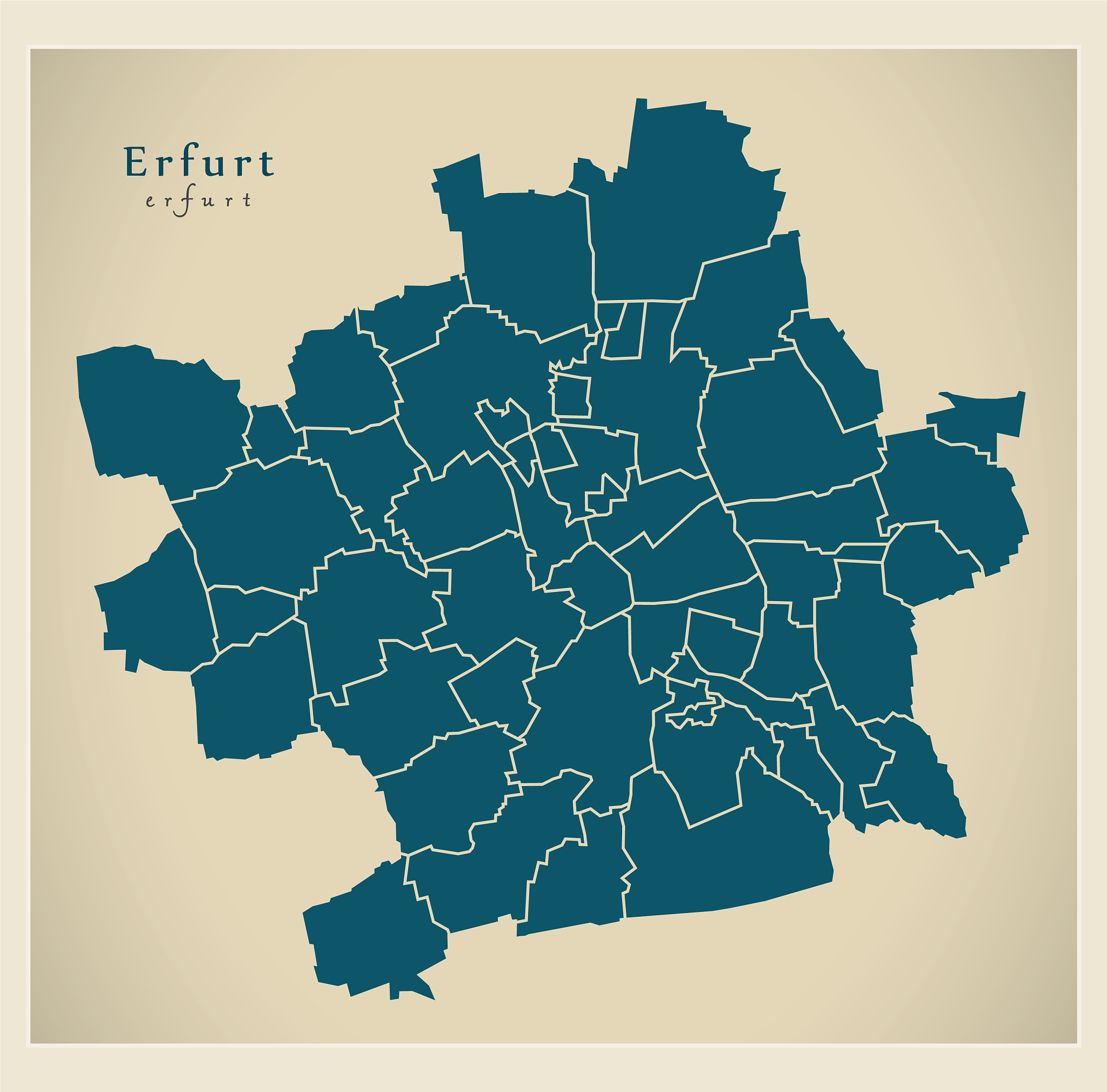 modern city map - erfurt city of germany with