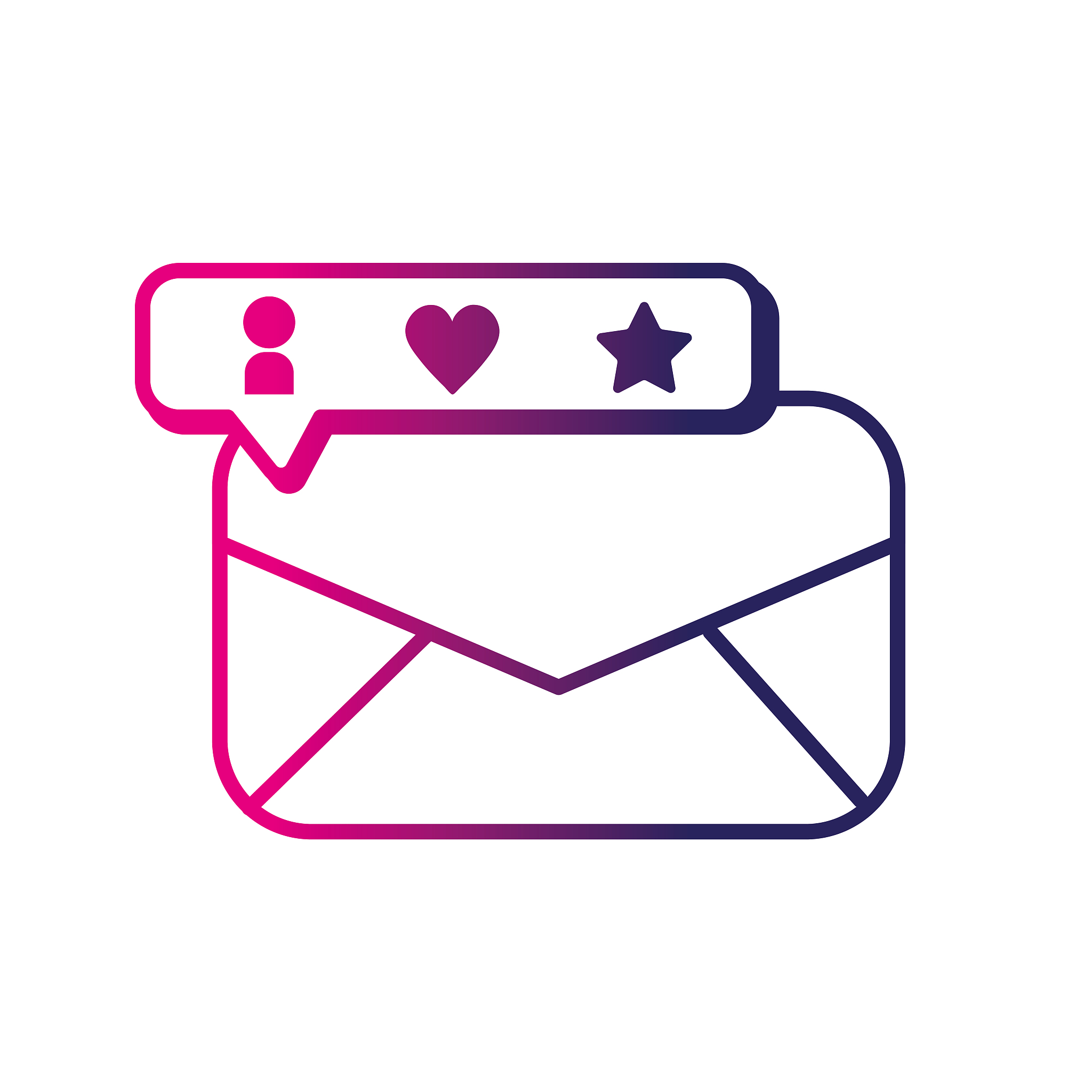 lin<strong>e</strong> e-mail message and bar chat bubble