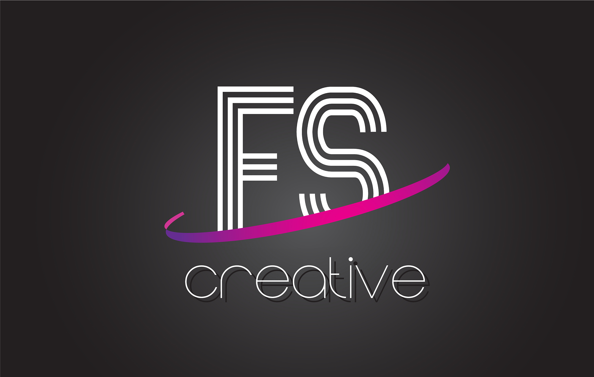 fs f s letter logo with lines design and purple