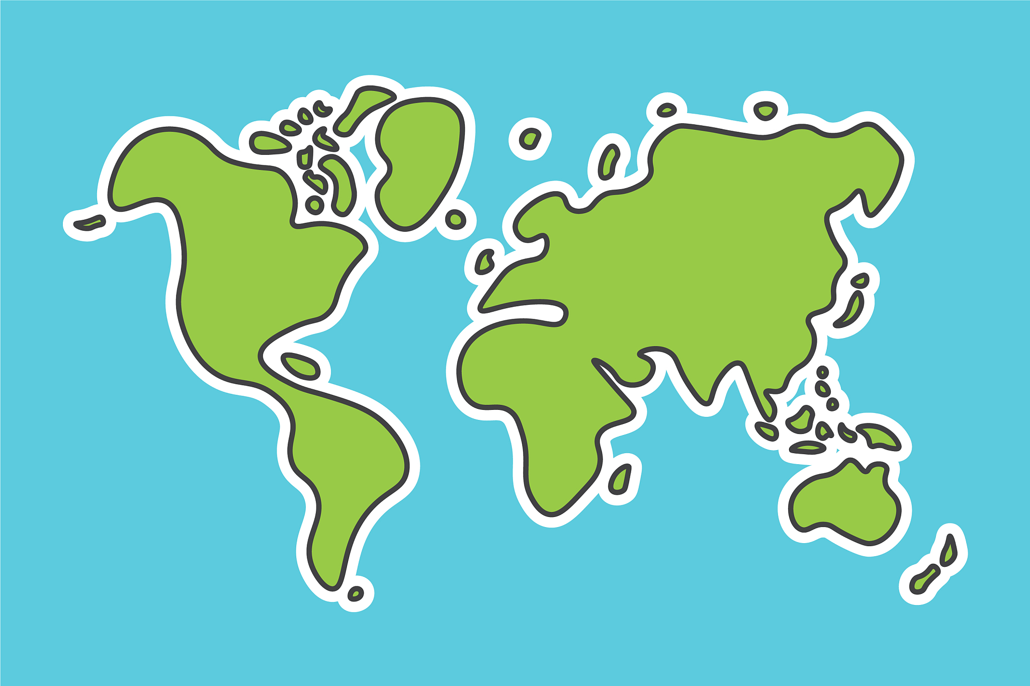 doodle style world map look like children craft