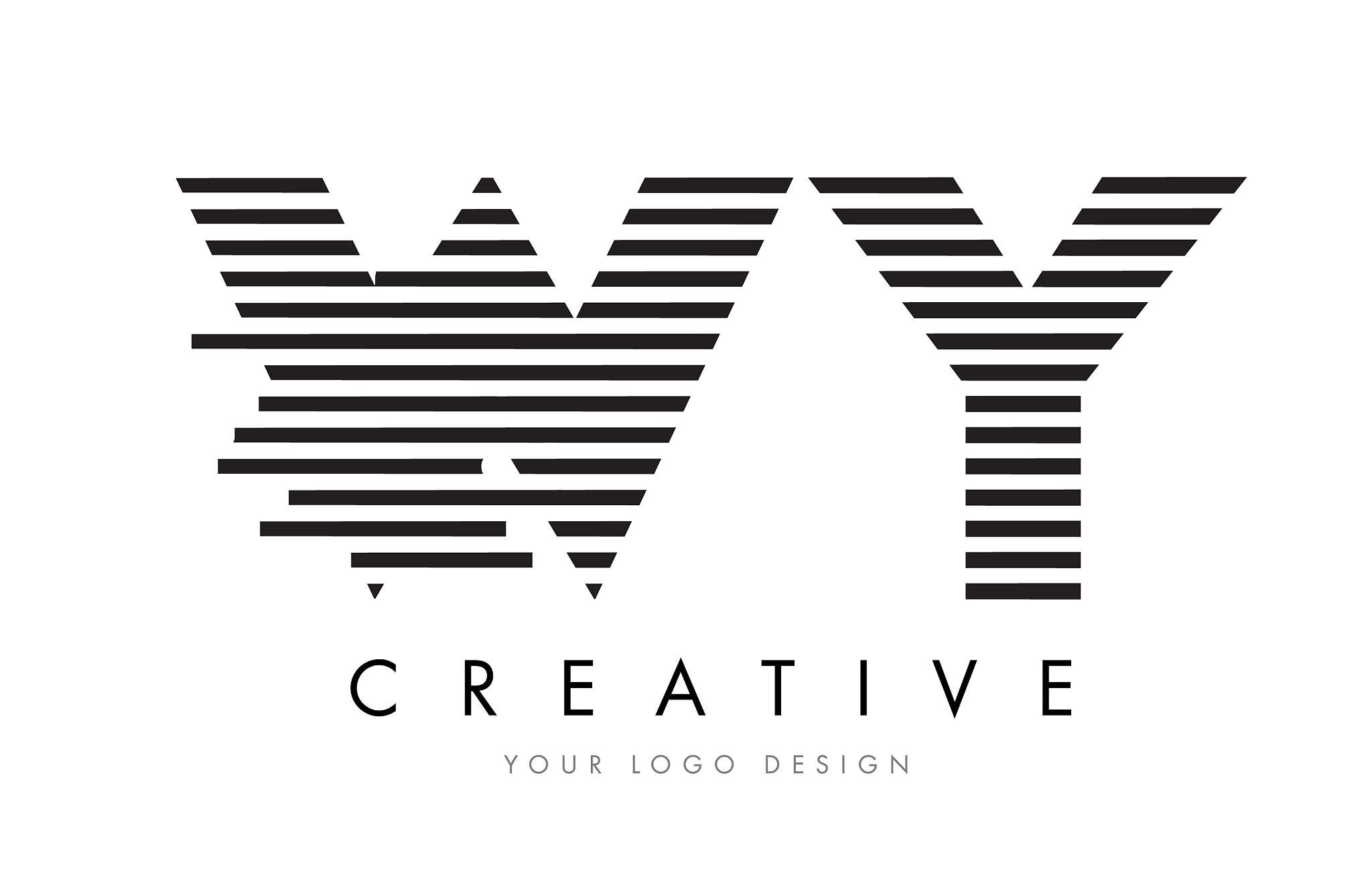 wy w y zebra letter logo design with black and