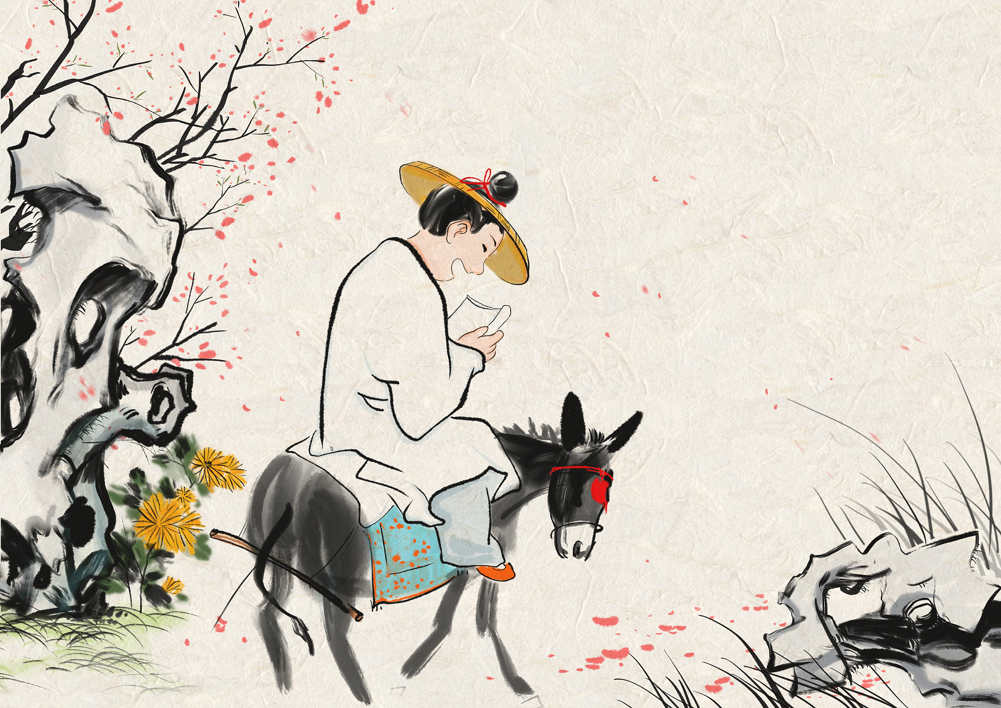 古典水墨插画儿童古代诗词人物