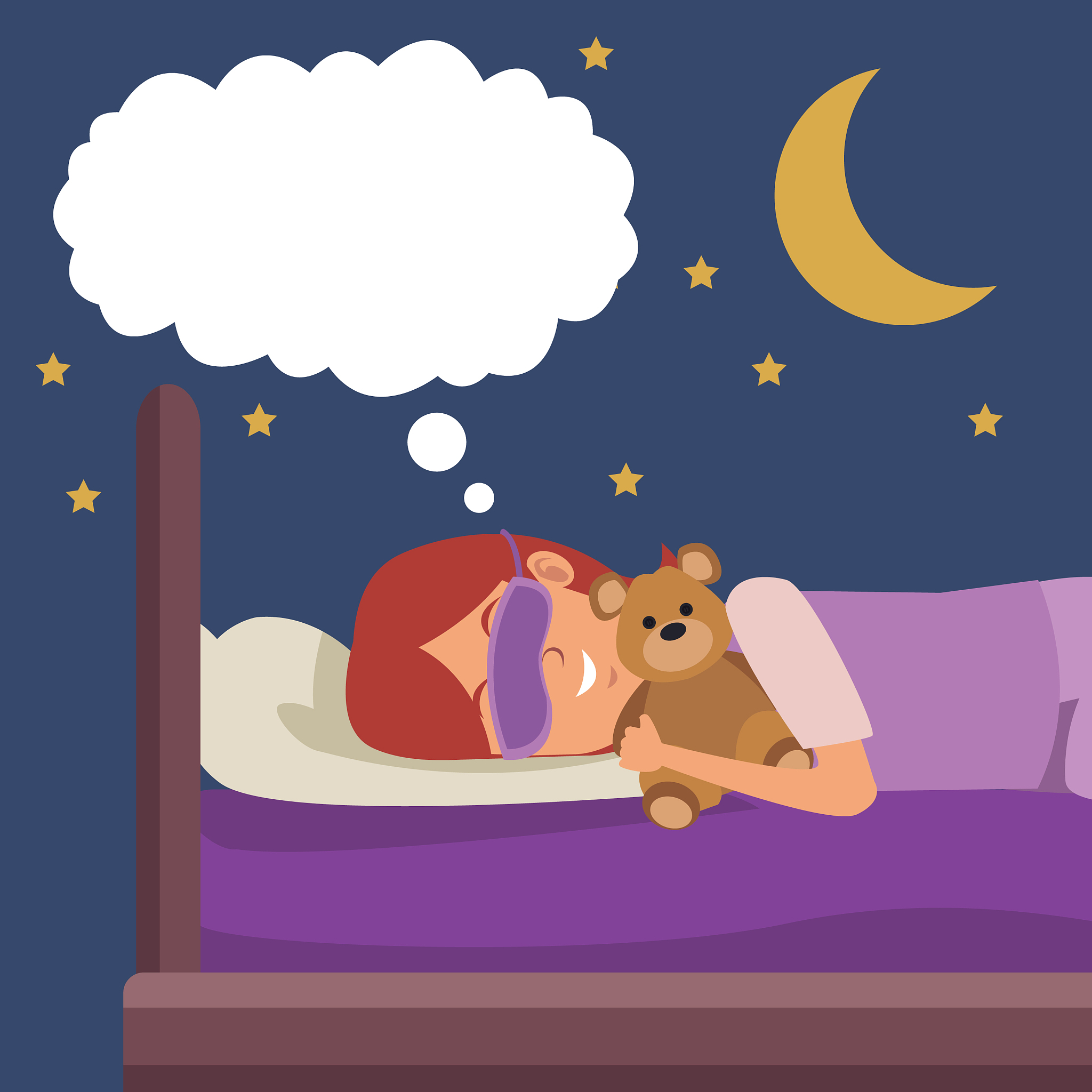 colorful scene girl with sleep mask dreaming in