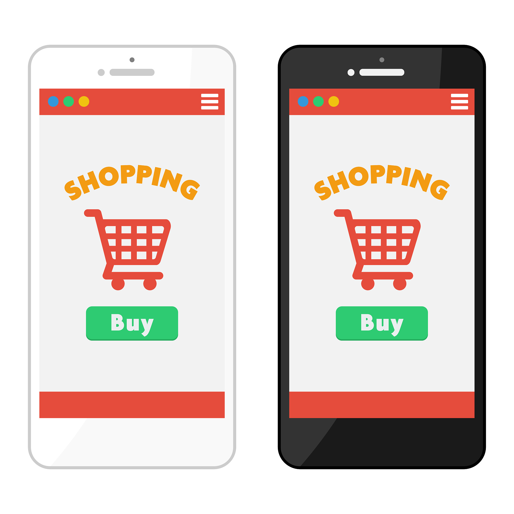 smartphone mobile phone shopping illustration set