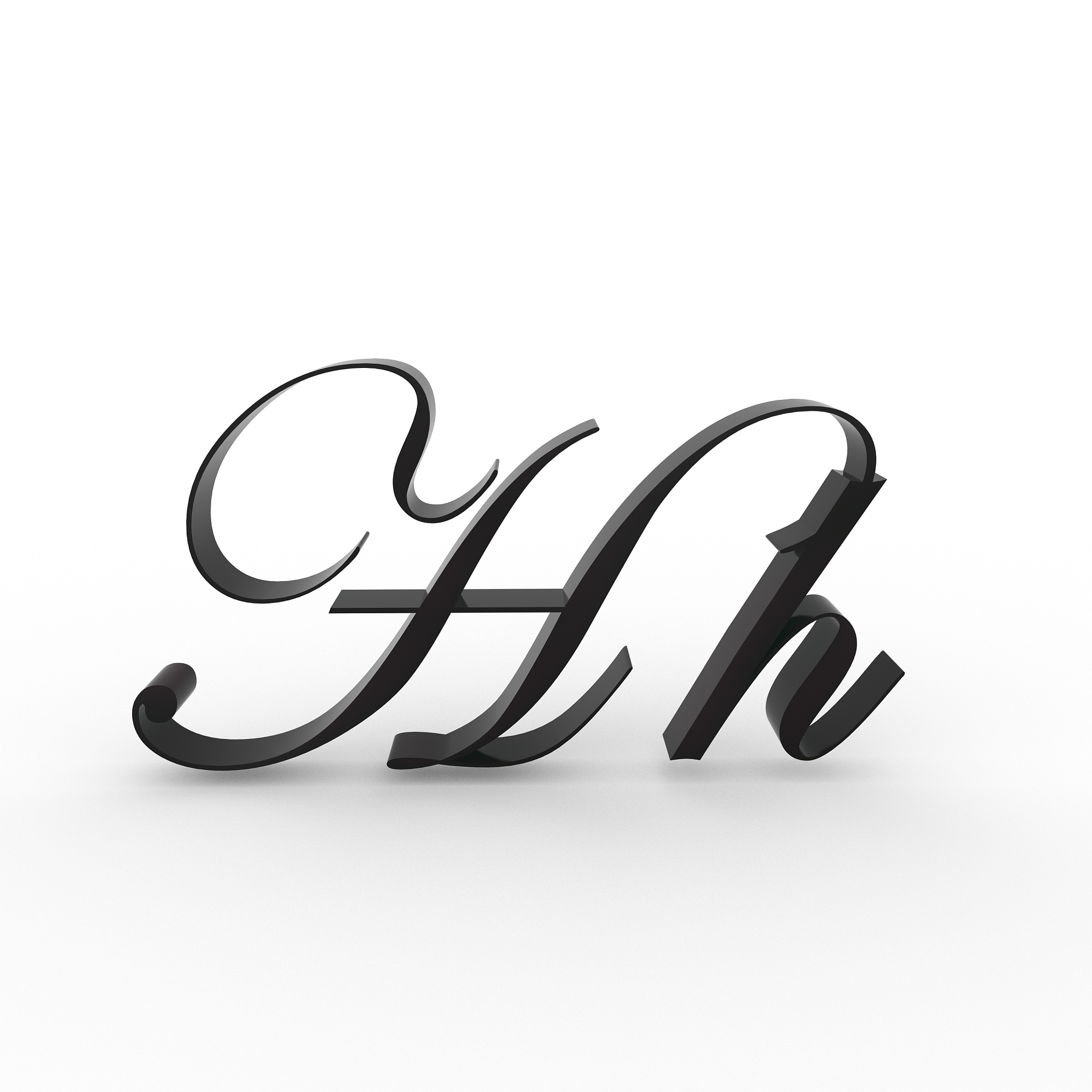 three dimensional letter h on white background