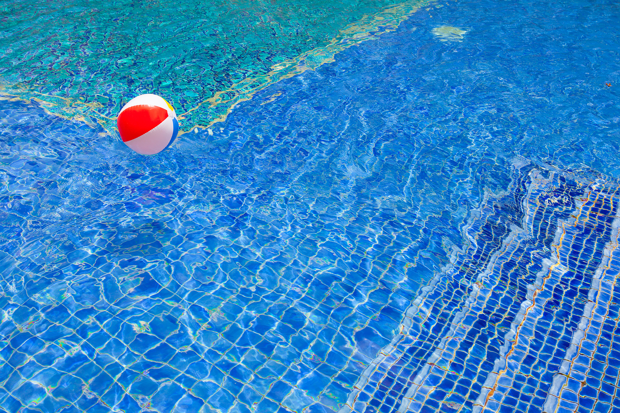 colorful ball floating in swimming pool