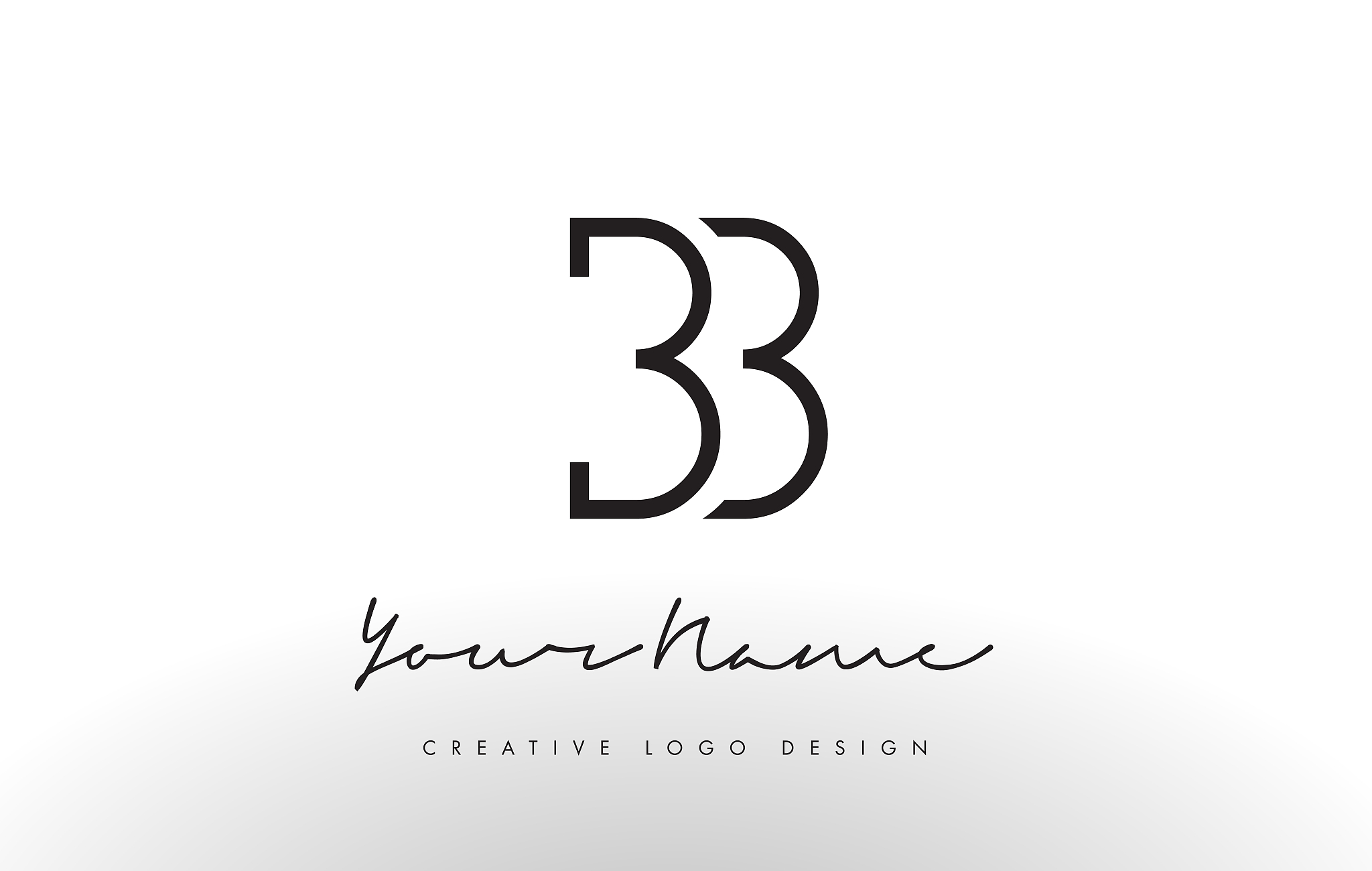 bb letters logo design slim creative simple black