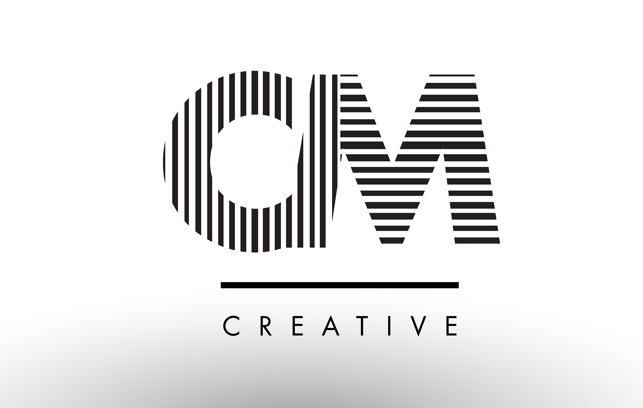 cm c m black and white lines letter logo design