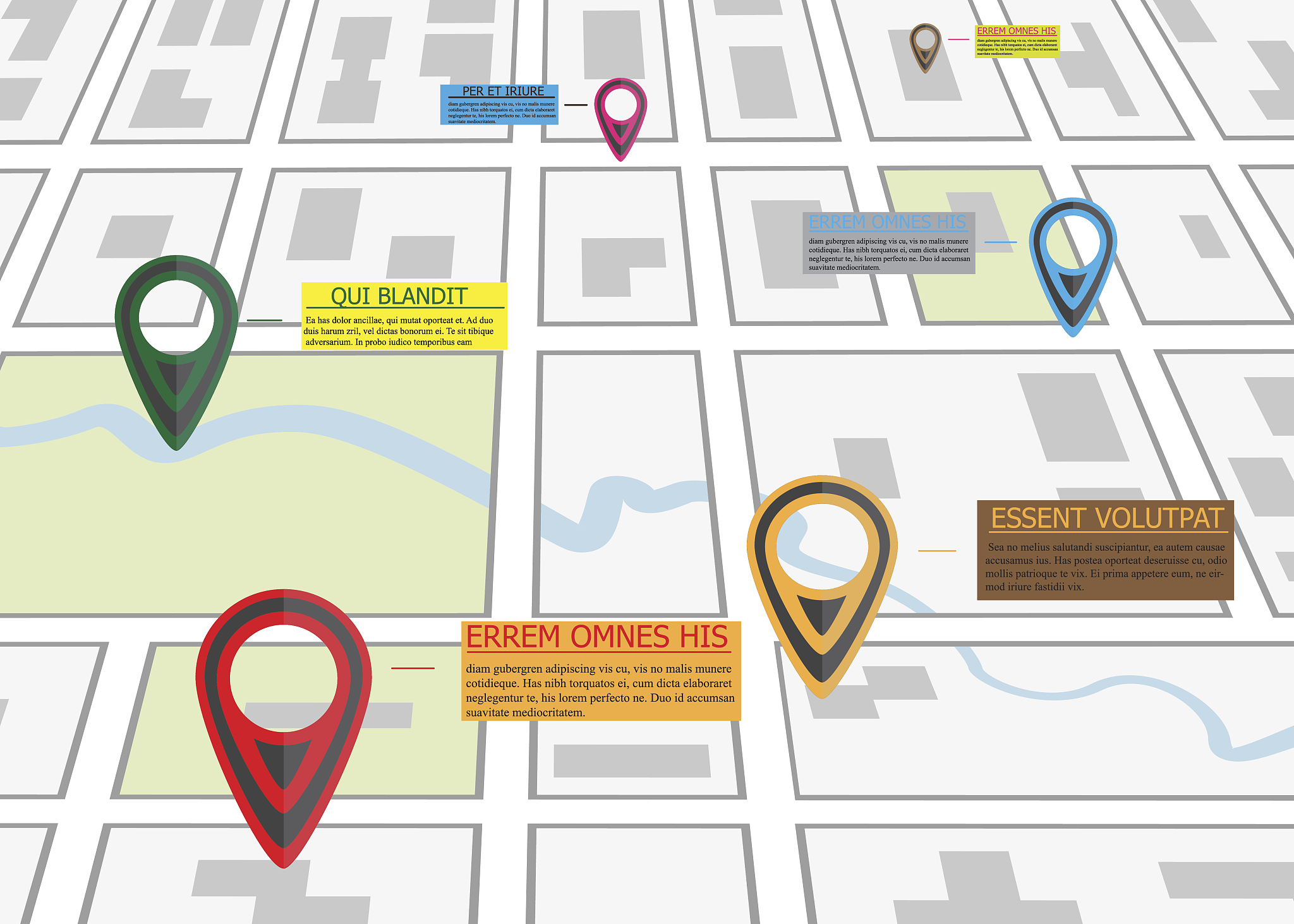street road map ,business infographics with colorful pin pointer