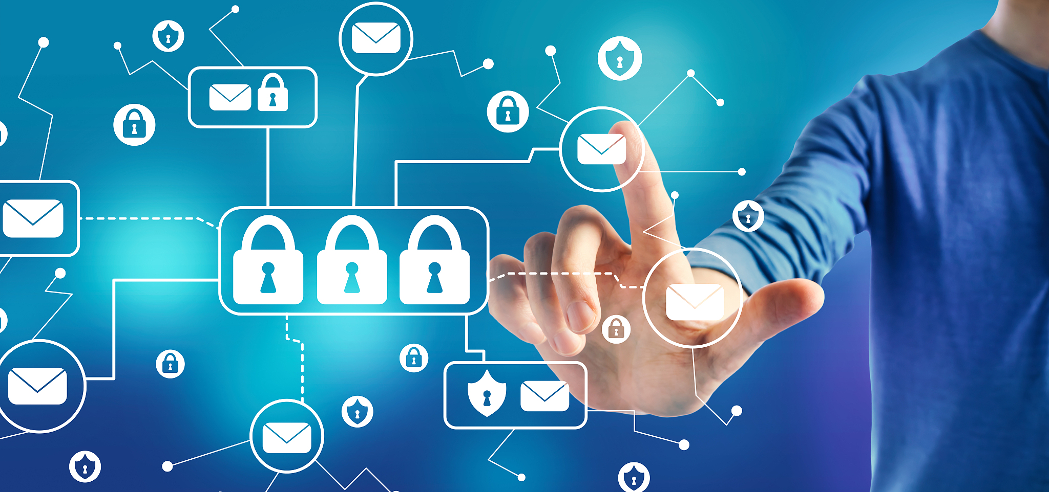email security theme with a man