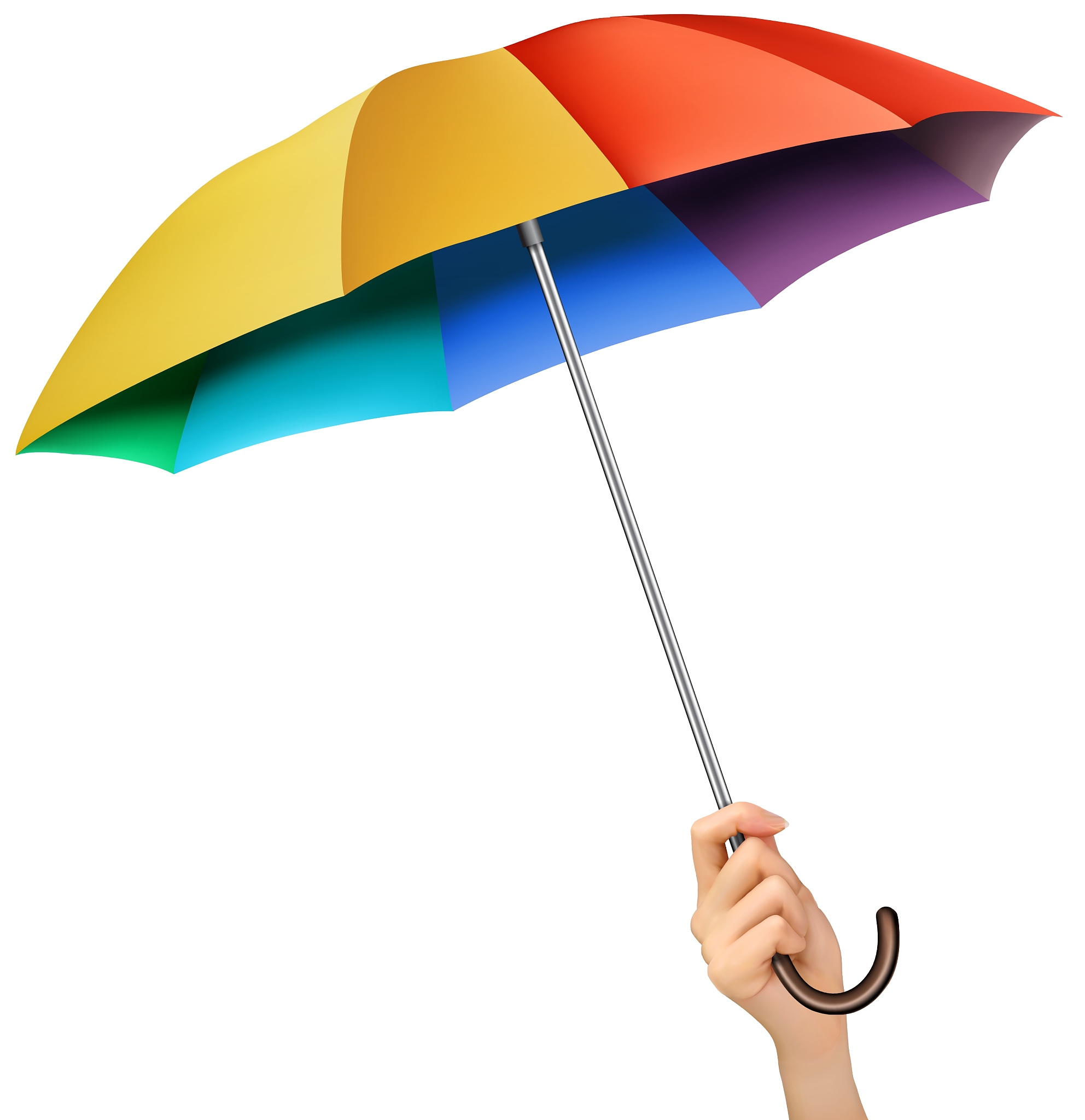 hand with a rainbow umbrella