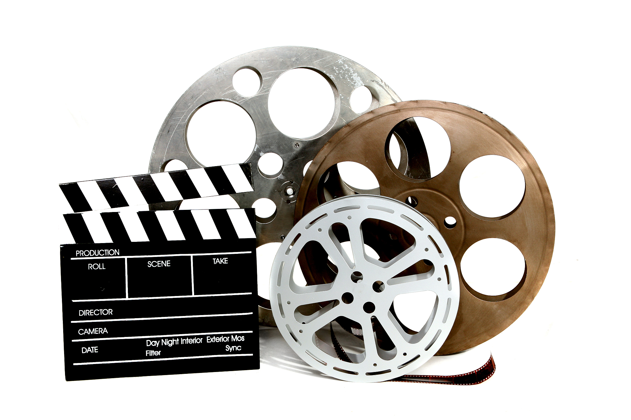 directors clapper and film canisters