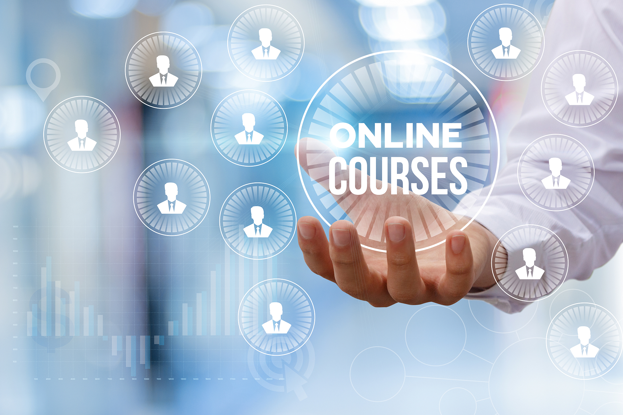 online course in hand.