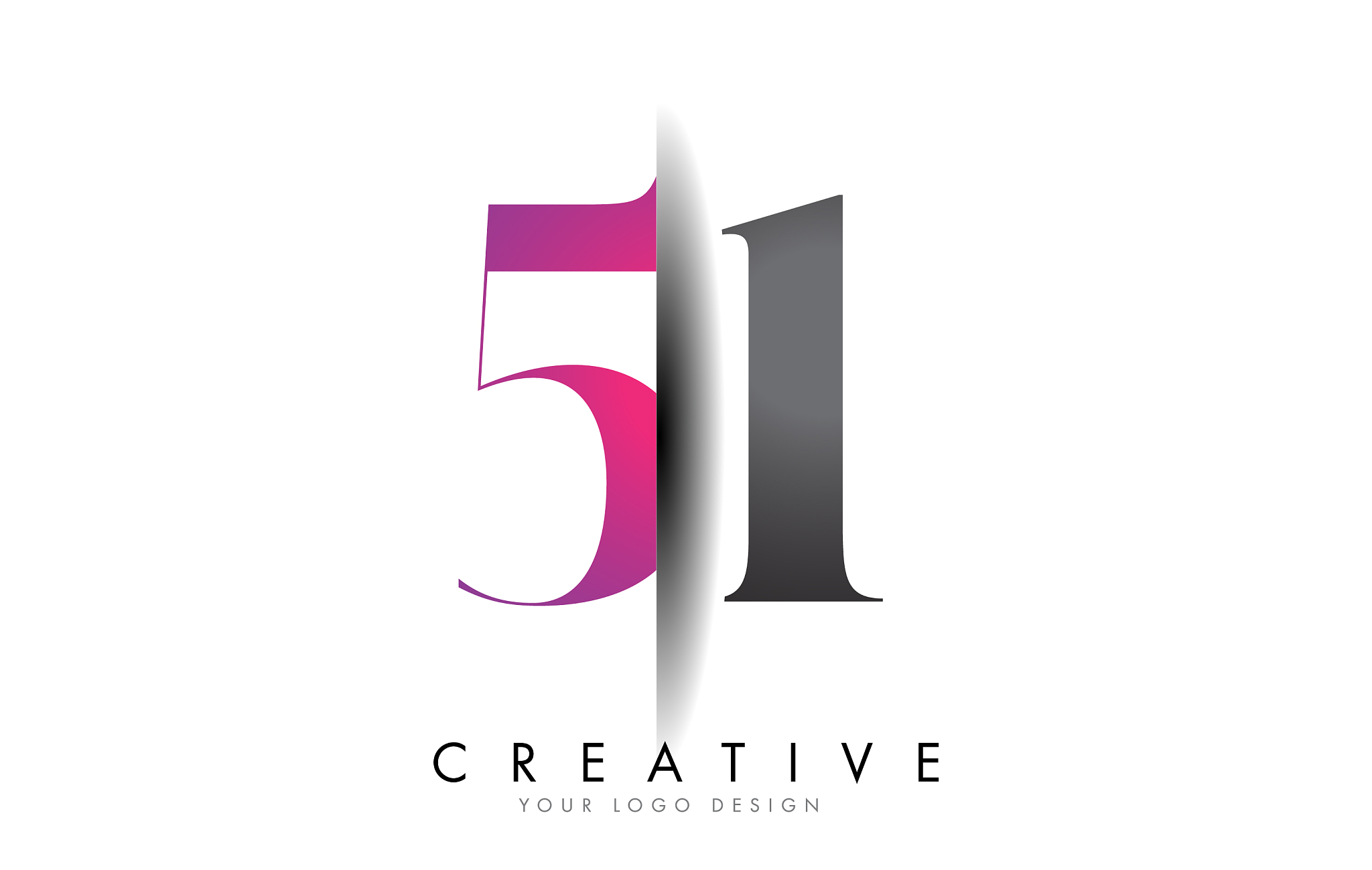 51 5 1 grey and pink number logo with creative