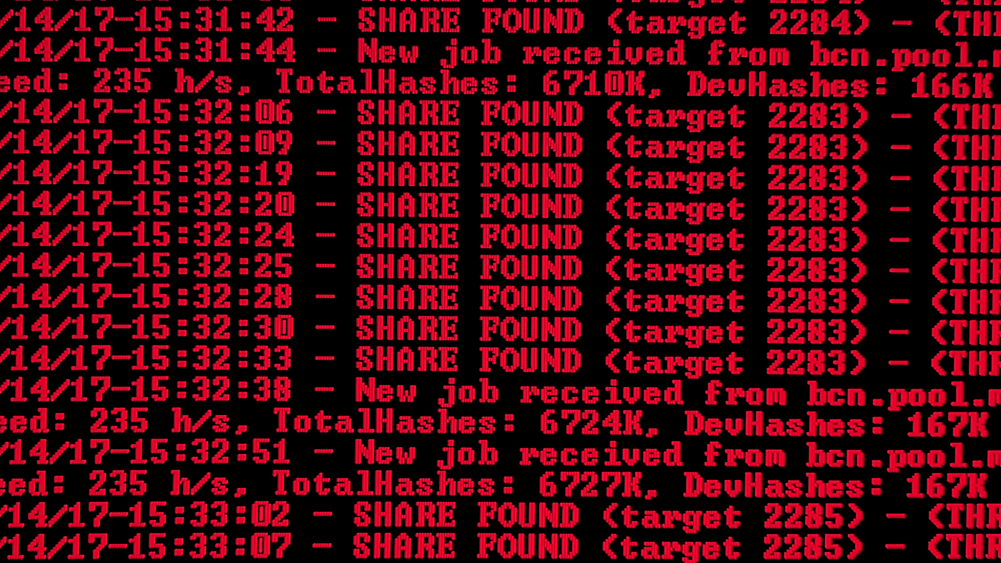 mining cryptocurrency process program on display pc. using softw