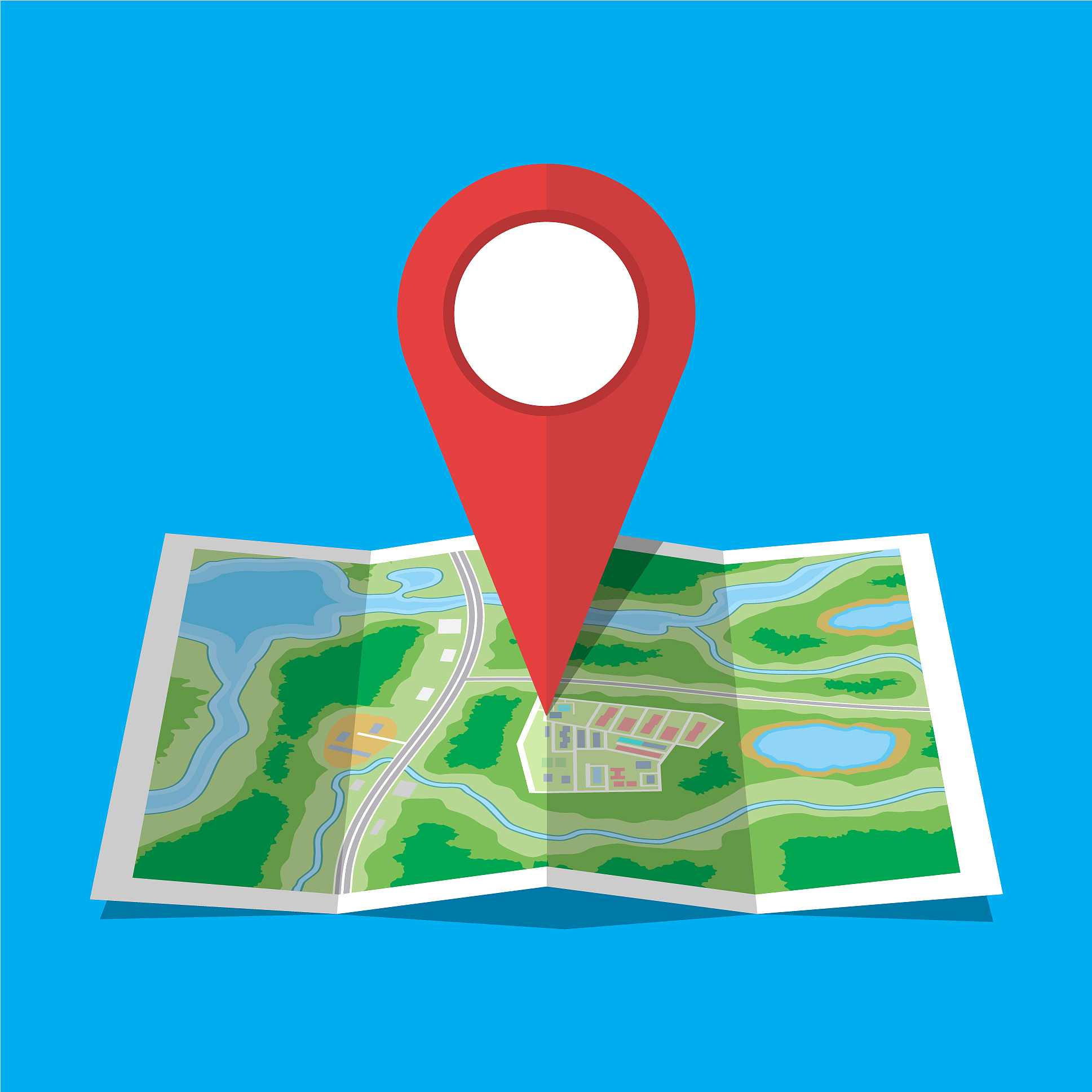 folded paper city map icon