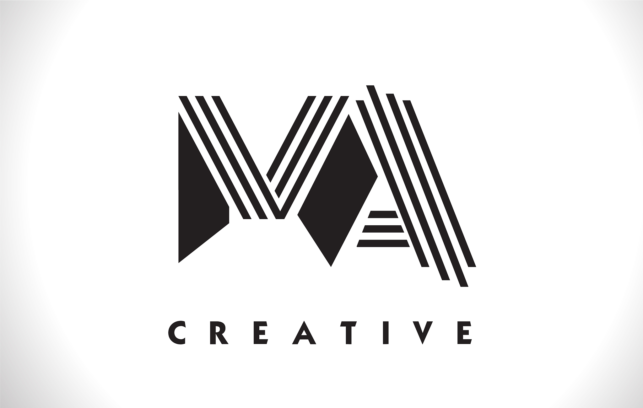 ma logo letter with black lines design line letter